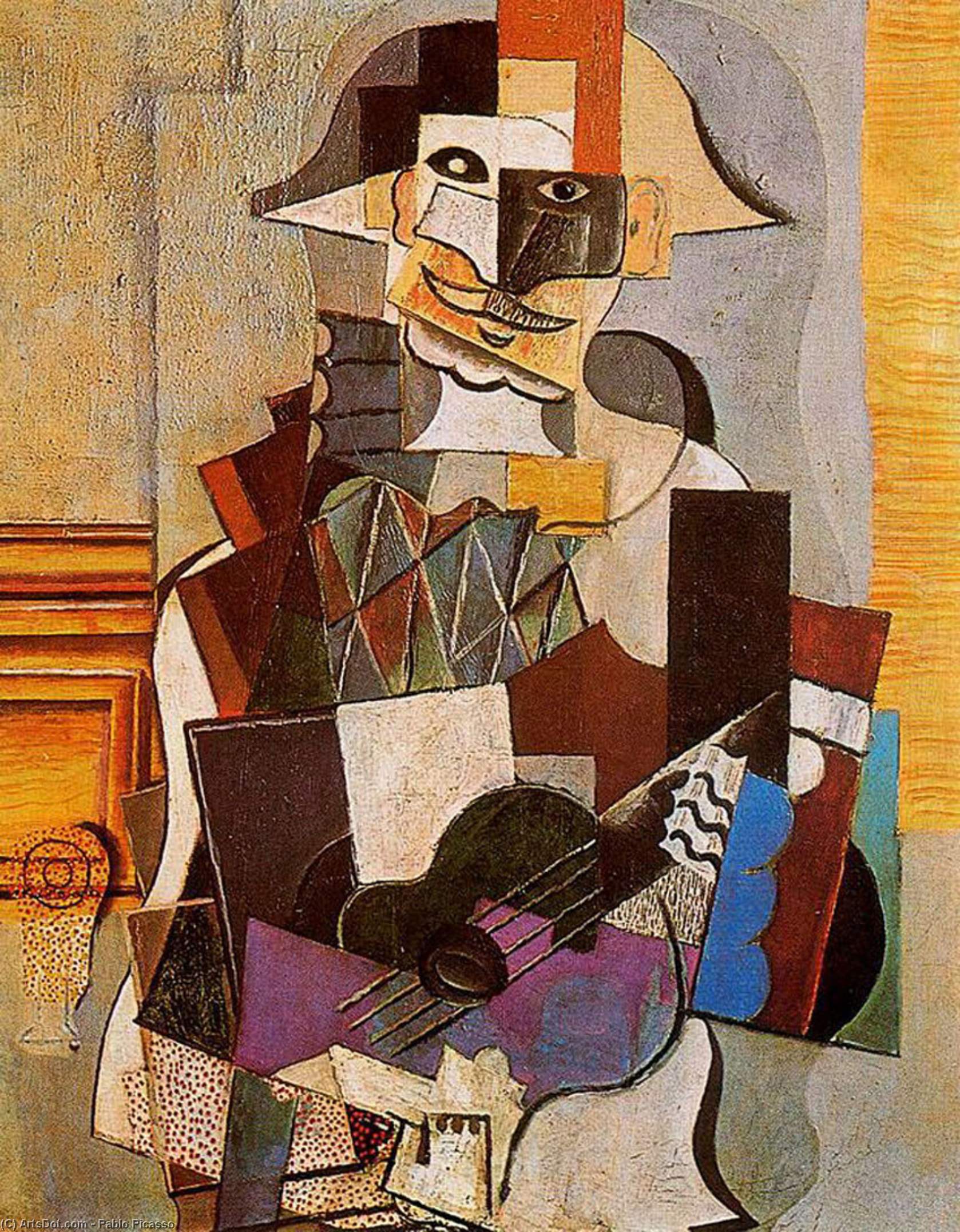 WikiOO.org - Encyclopedia of Fine Arts - Maľba, Artwork Pablo Picasso - Harlequin