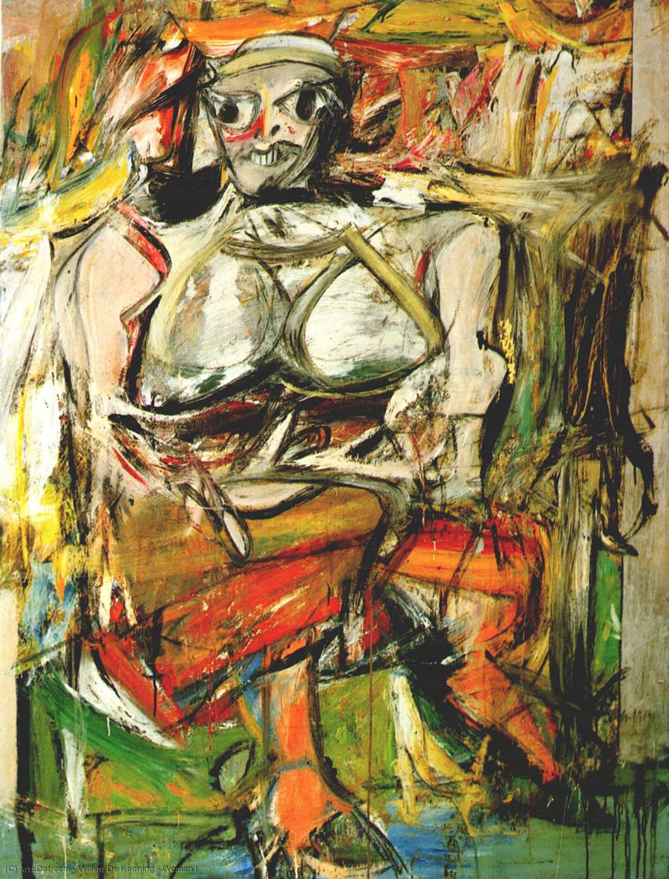 Wikioo.org - The Encyclopedia of Fine Arts - Painting, Artwork by Willem De Kooning - Woman I