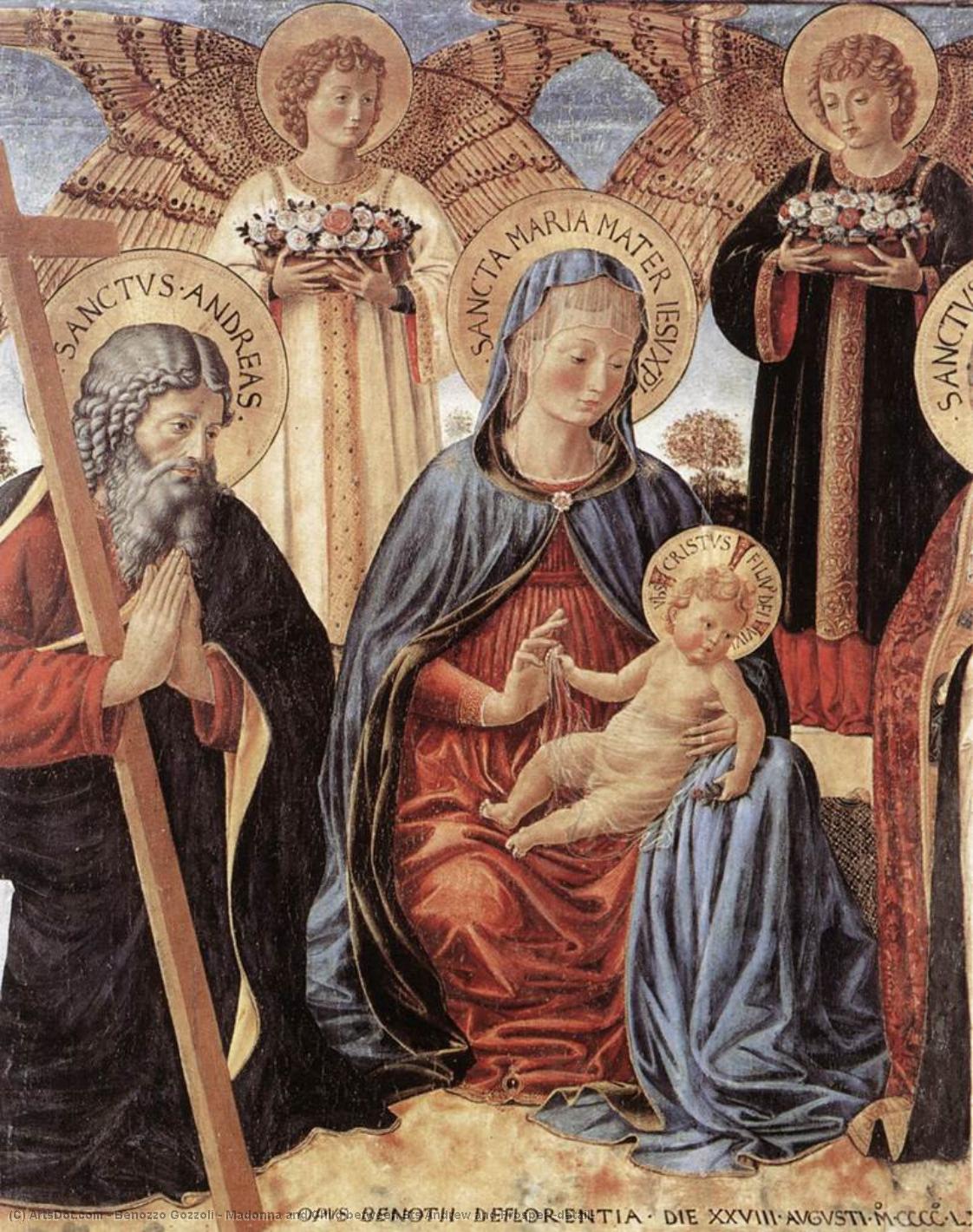 Wikioo.org - The Encyclopedia of Fine Arts - Painting, Artwork by Benozzo Gozzoli - Madonna and Child between Sts Andrew and Prosper (detail)