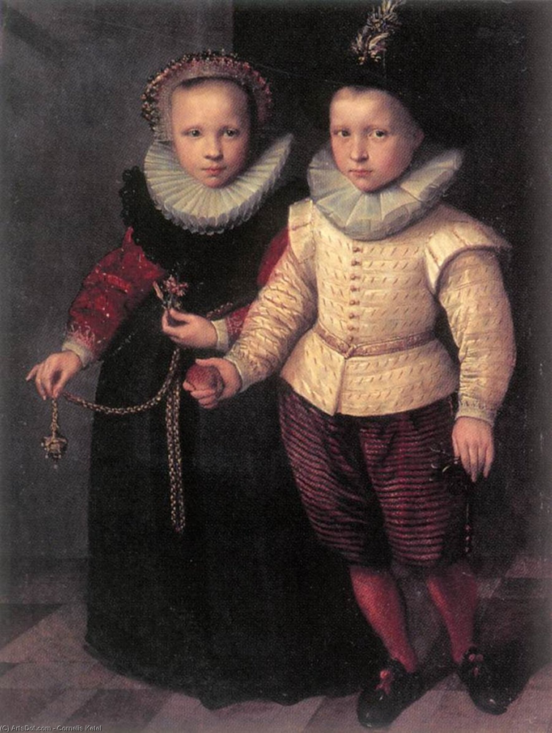 Wikioo.org - The Encyclopedia of Fine Arts - Painting, Artwork by Cornelis Ketel - Double Portrait of a Brother and Sister