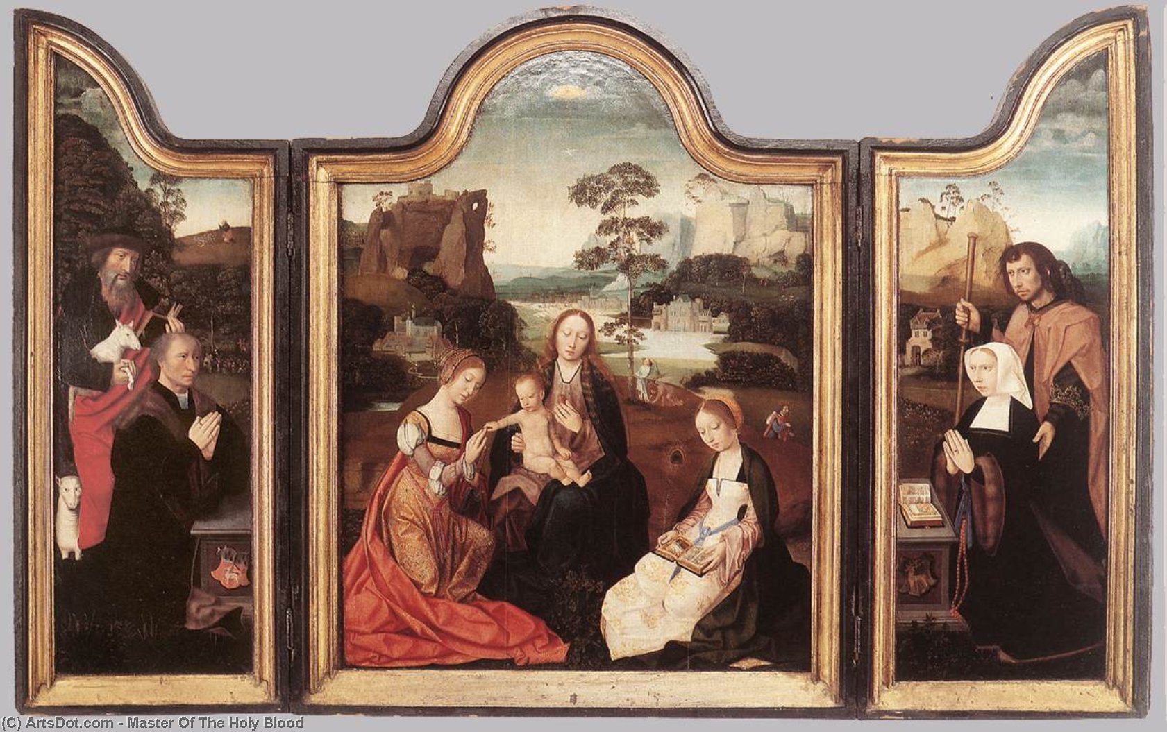 Wikioo.org - The Encyclopedia of Fine Arts - Painting, Artwork by Master Of The Holy Blood - Virgin and Child with St Catherine and St Barbara