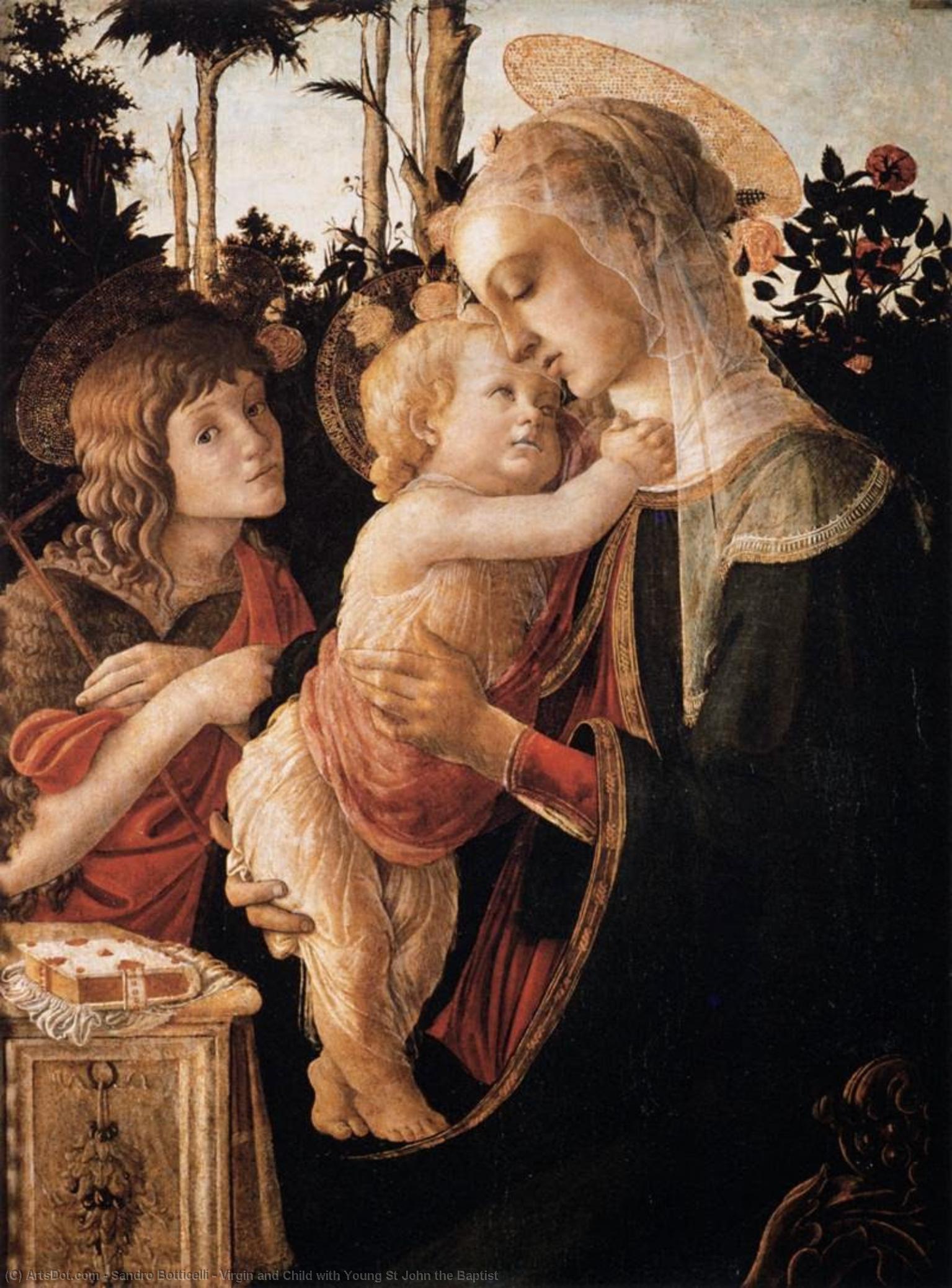 Wikioo.org - The Encyclopedia of Fine Arts - Painting, Artwork by Sandro Botticelli - Virgin and Child with Young St John the Baptist