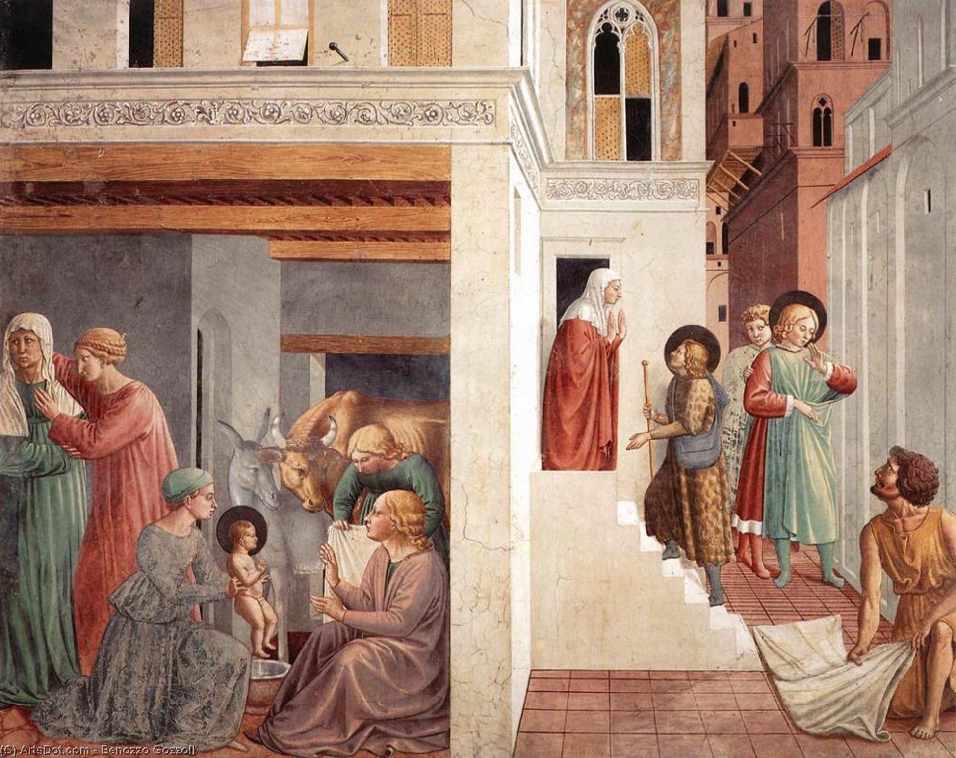 Wikioo.org - The Encyclopedia of Fine Arts - Painting, Artwork by Benozzo Gozzoli - Scenes from the Life of St Francis (Scene 1, north wall)
