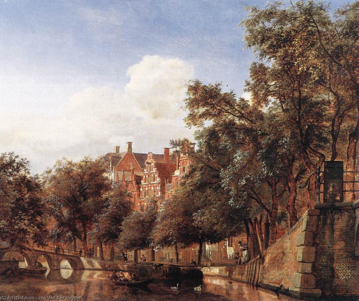 Wikioo.org - The Encyclopedia of Fine Arts - Painting, Artwork by Jan Van Der Heyden - View of the Herengracht, Amsterdam