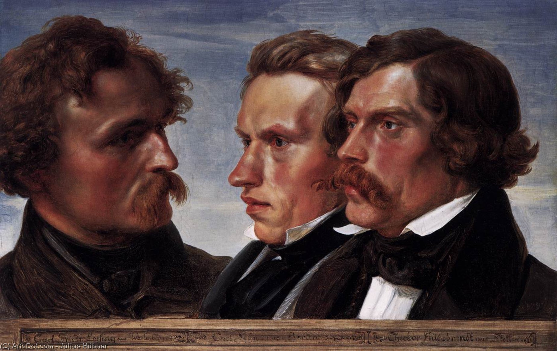 Wikioo.org - The Encyclopedia of Fine Arts - Painting, Artwork by Julius Hübner - Carl Friedrich Lessing, Carl Sohn, and Theodor Hildebrandt