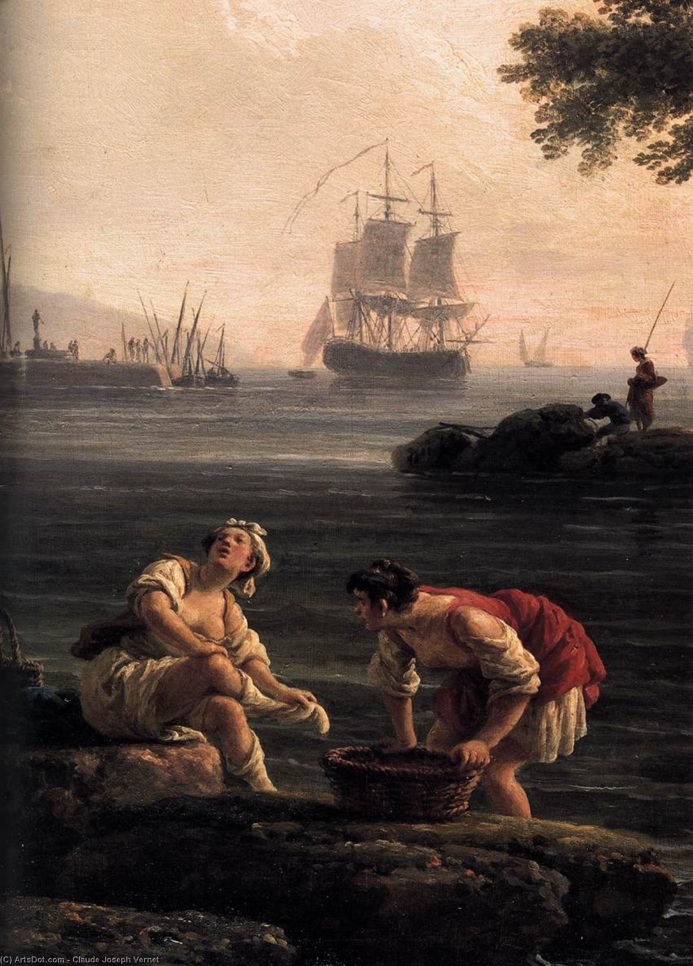 Wikioo.org - The Encyclopedia of Fine Arts - Painting, Artwork by Claude Joseph Vernet - A Seashore (detail)