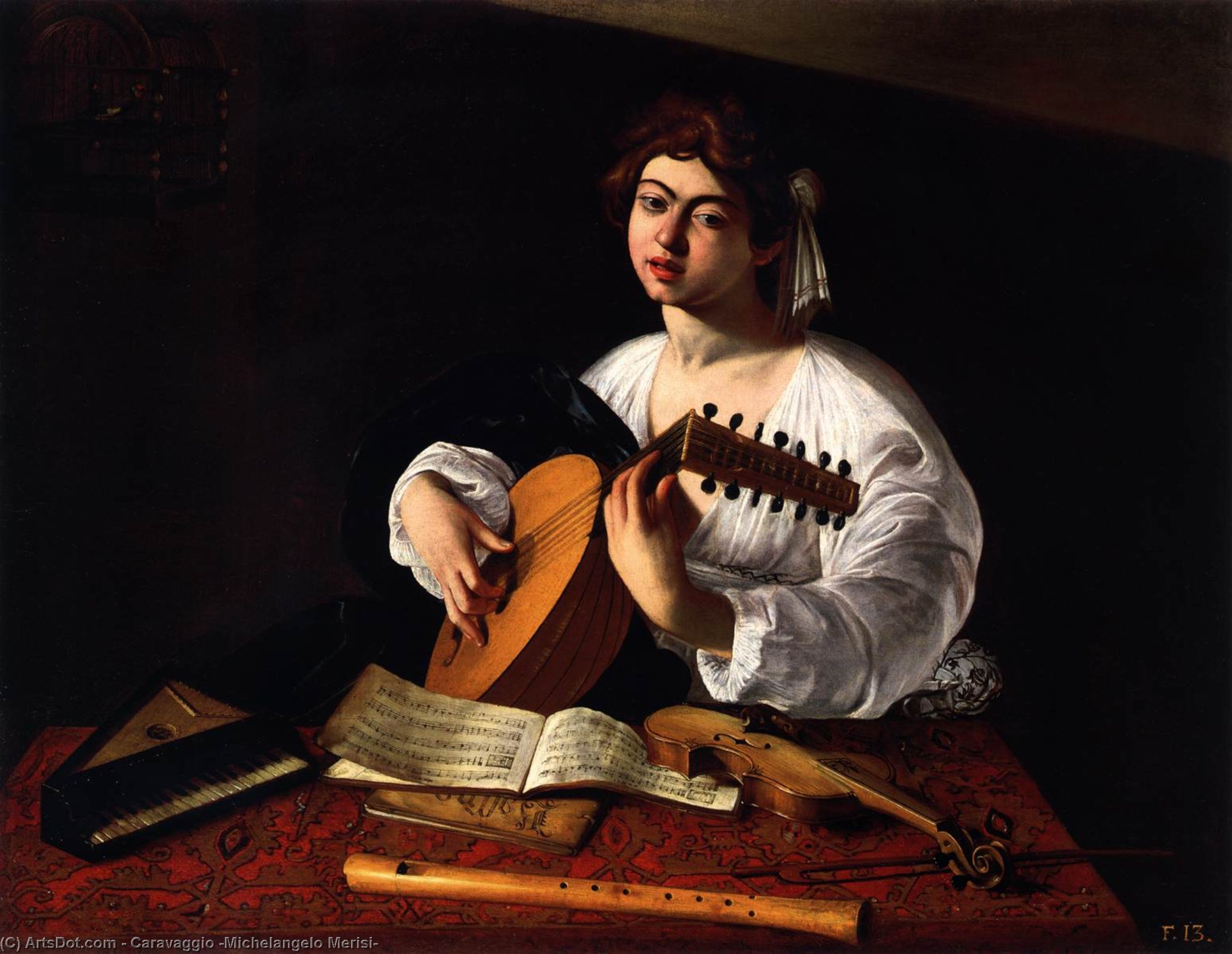 Wikioo.org - The Encyclopedia of Fine Arts - Painting, Artwork by Caravaggio (Michelangelo Merisi) - The Lute Player