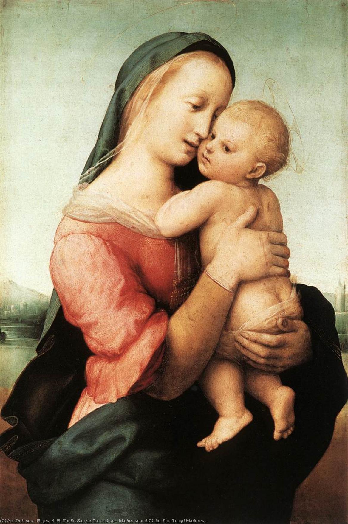 Wikioo.org - The Encyclopedia of Fine Arts - Painting, Artwork by Raphael (Raffaello Sanzio Da Urbino) - Madonna and Child (The Tempi Madonna)