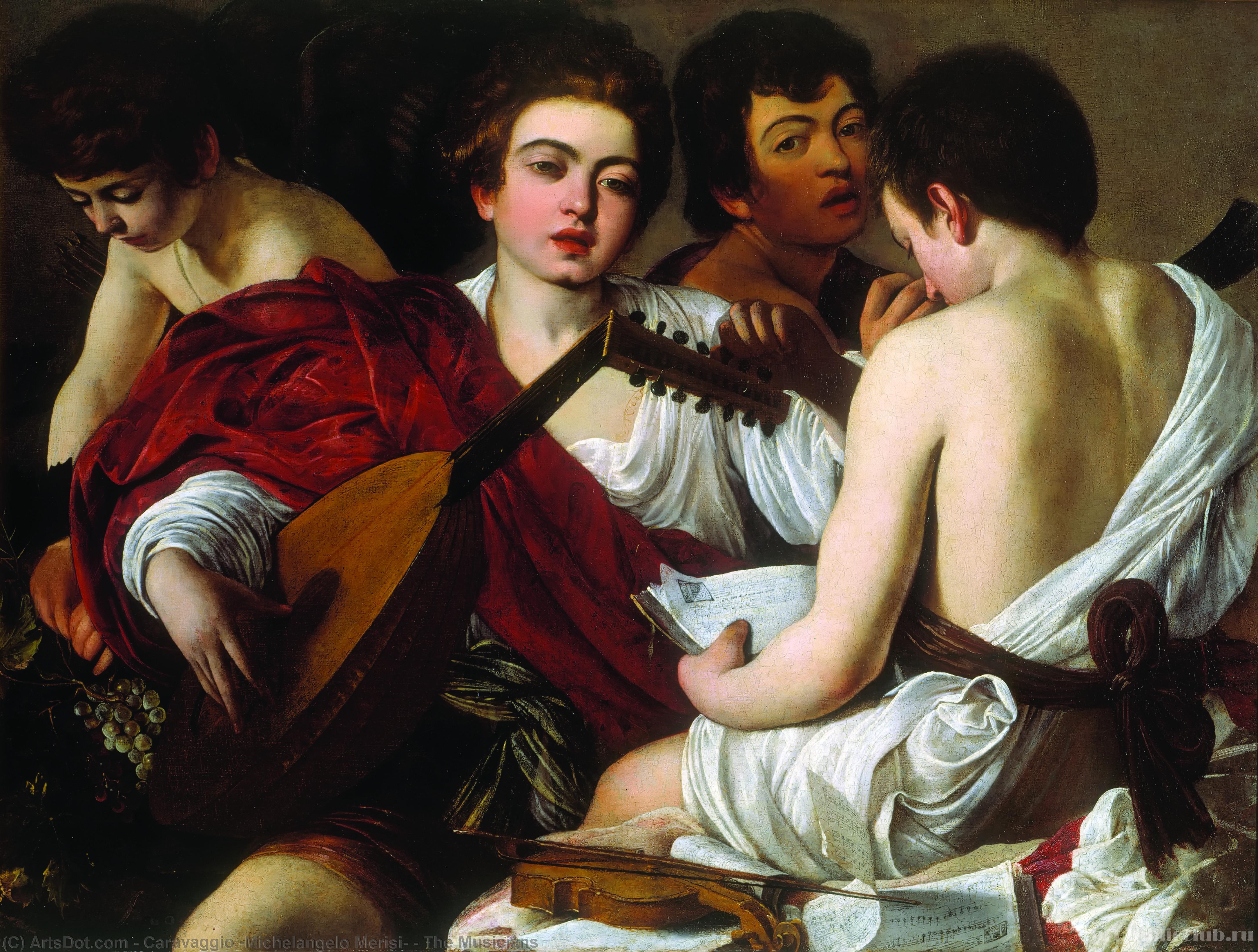 Wikioo.org - The Encyclopedia of Fine Arts - Painting, Artwork by Caravaggio (Michelangelo Merisi) - The Musicians