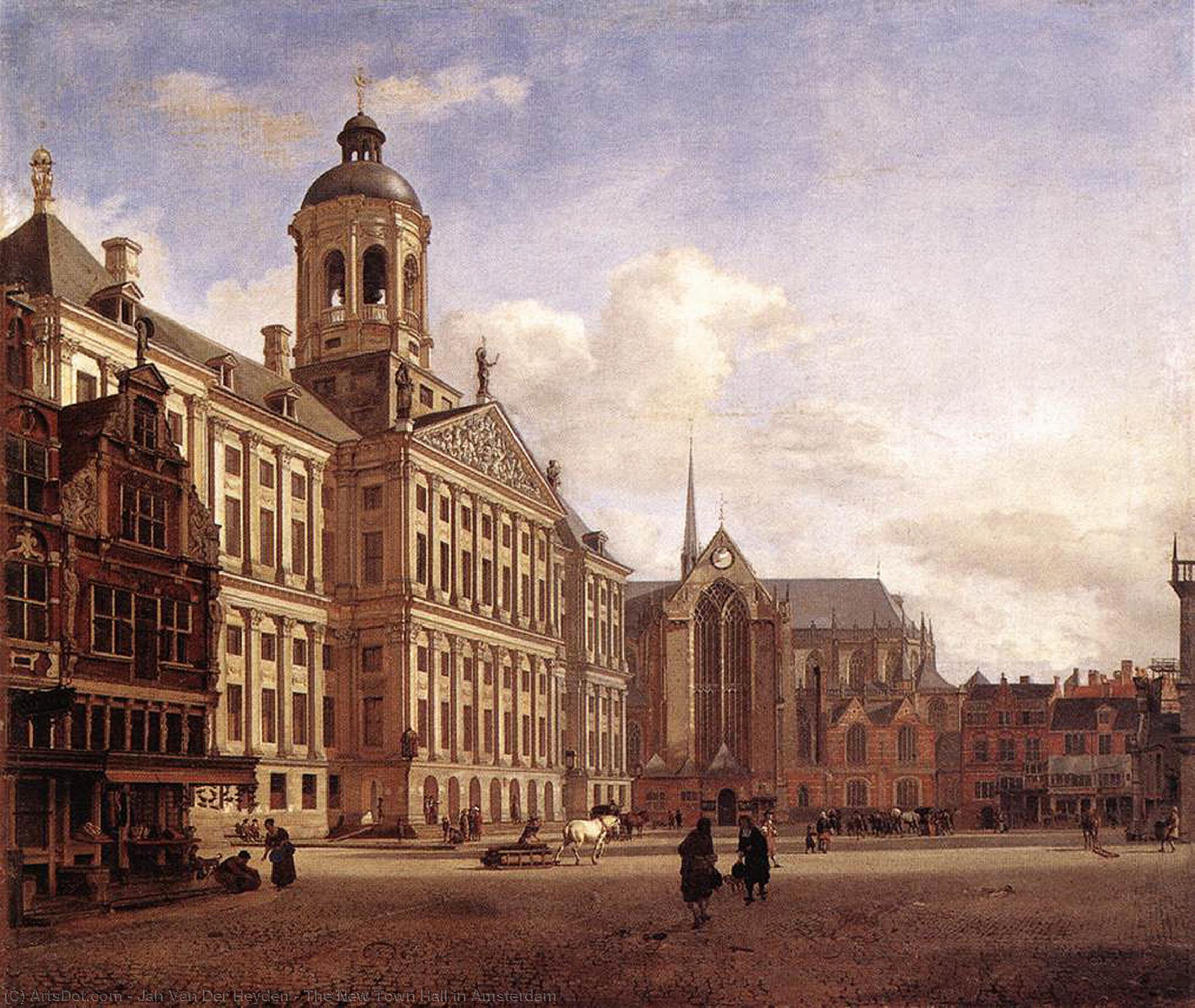 Wikioo.org - The Encyclopedia of Fine Arts - Painting, Artwork by Jan Van Der Heyden - The New Town Hall in Amsterdam