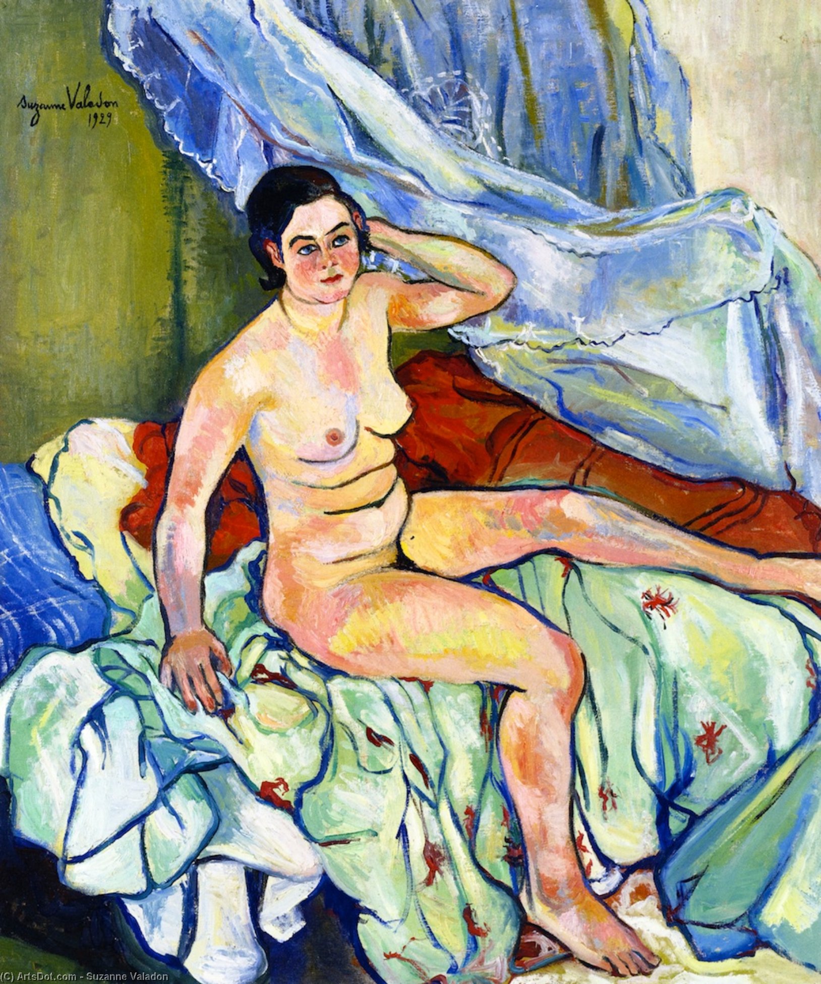 Wikioo.org - The Encyclopedia of Fine Arts - Painting, Artwork by Suzanne Valadon - Nude Seated on a Bed