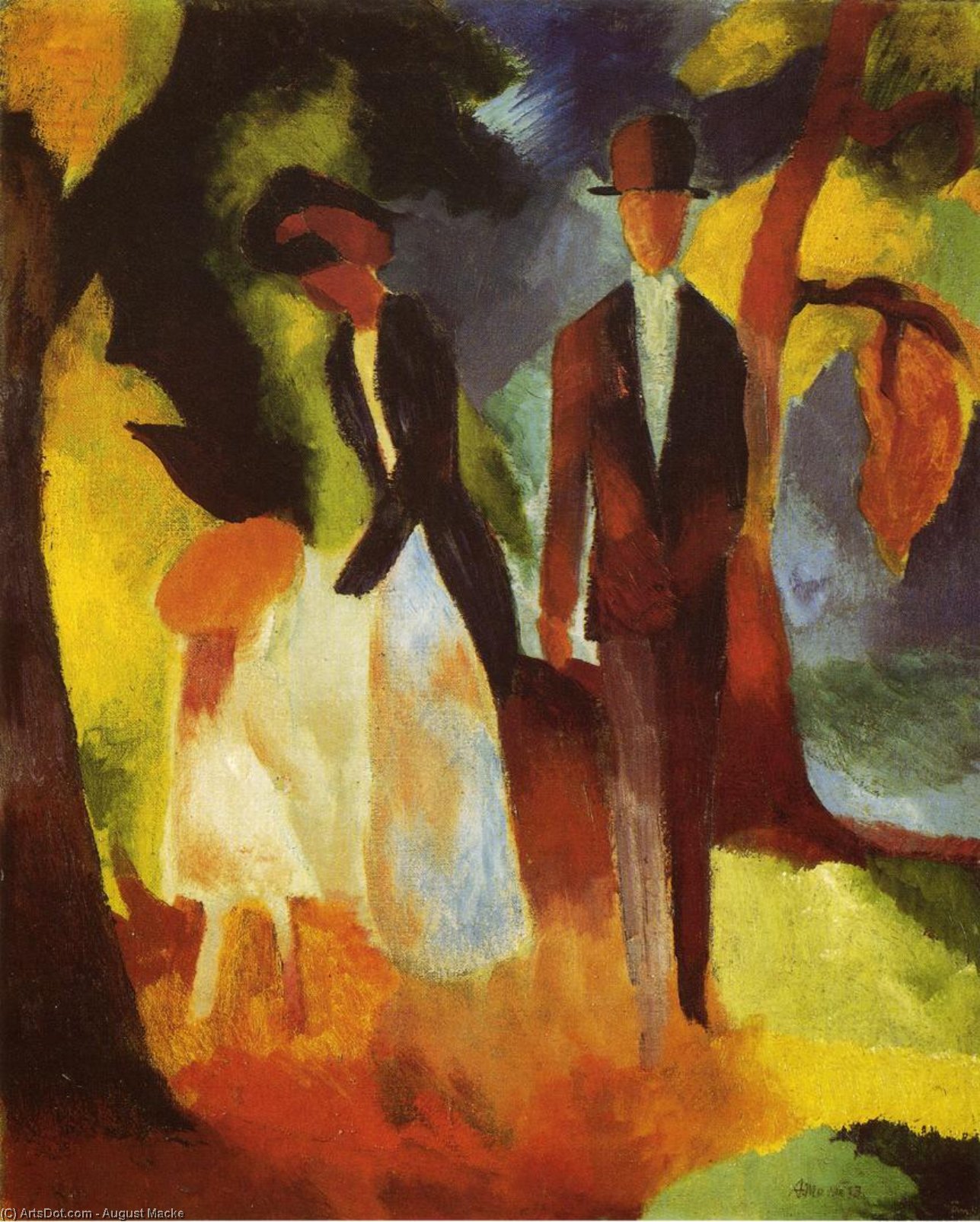 Wikioo.org - The Encyclopedia of Fine Arts - Painting, Artwork by August Macke - People by the Lake