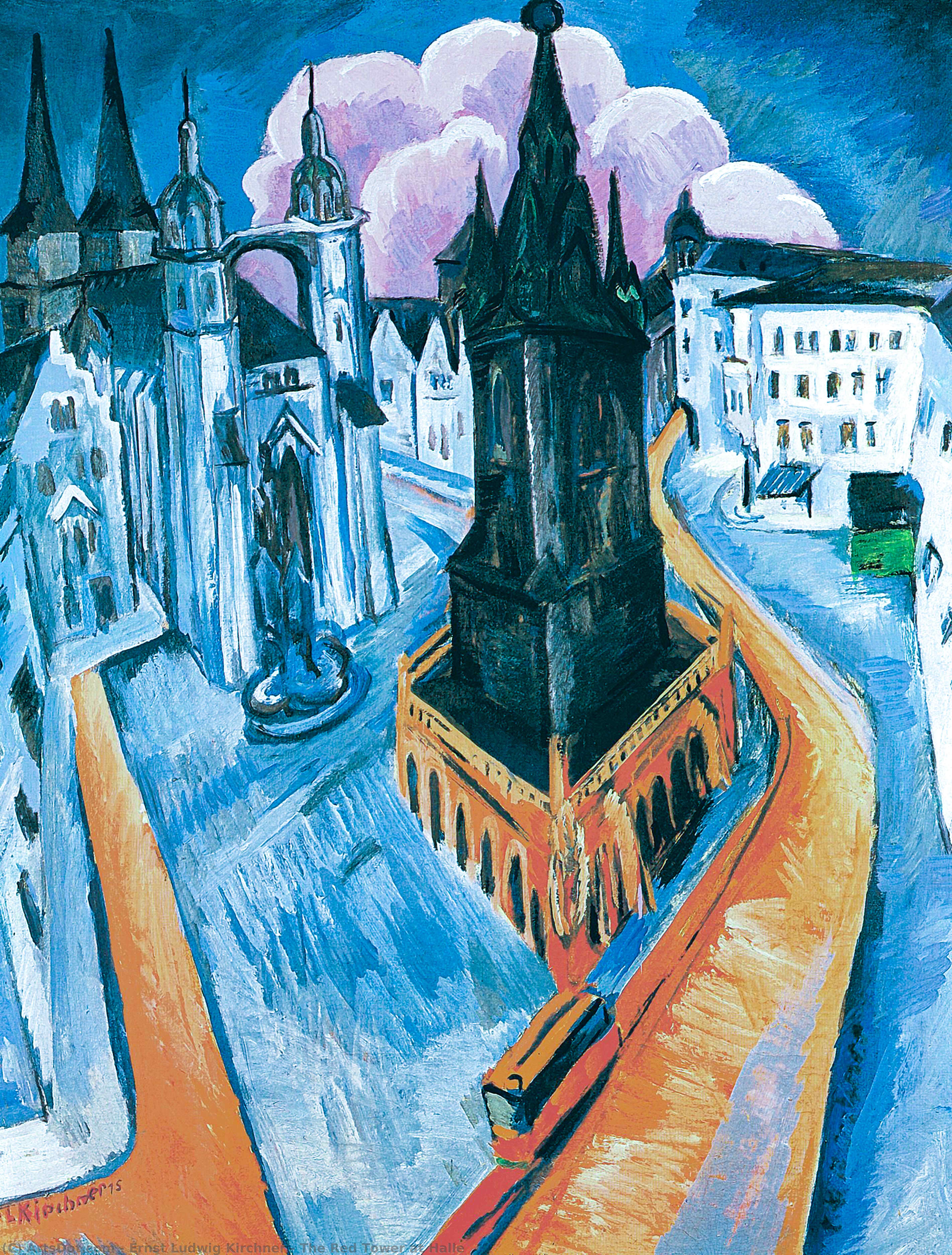 Wikioo.org - The Encyclopedia of Fine Arts - Painting, Artwork by Ernst Ludwig Kirchner - The Red Tower at Halle