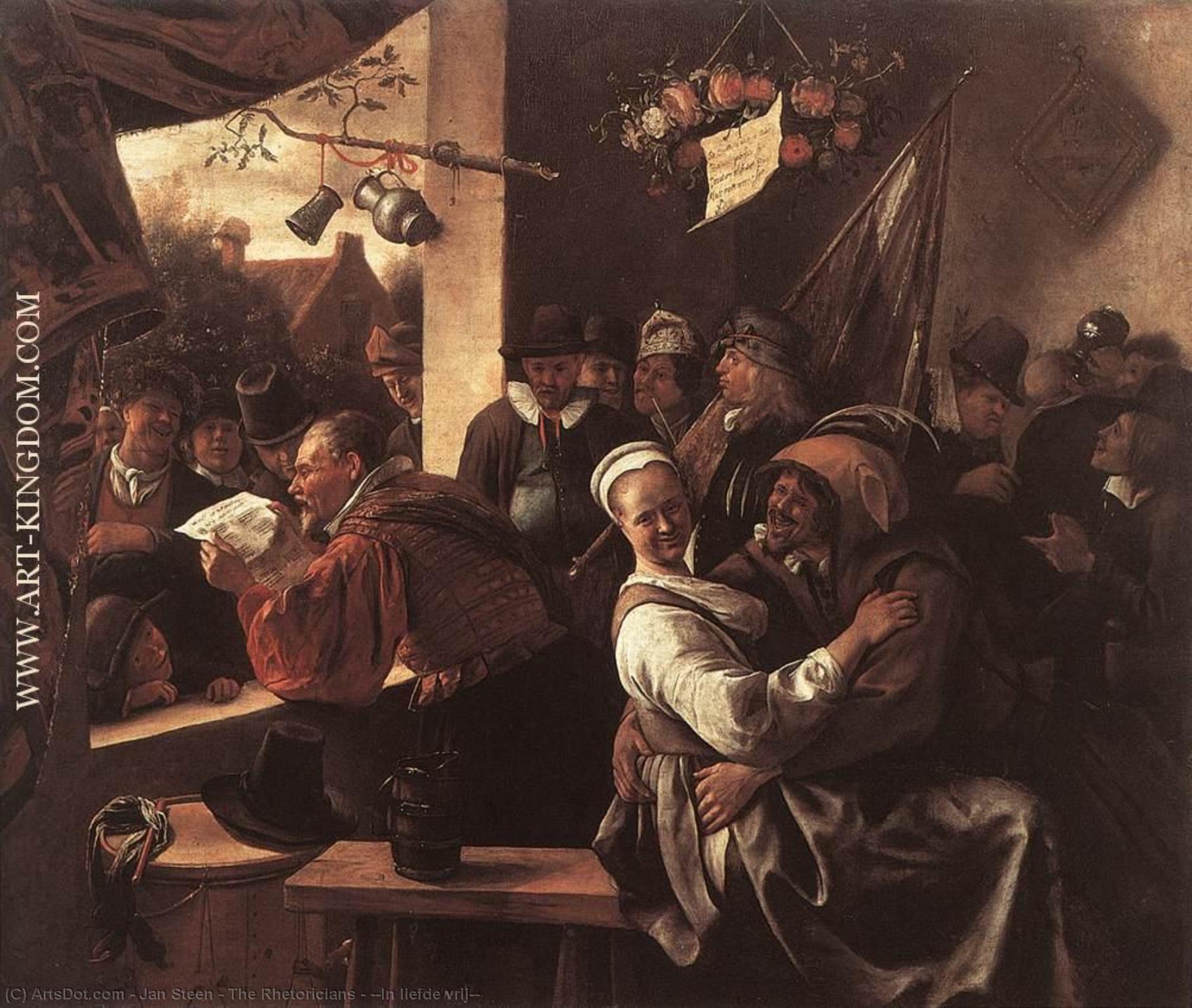 Wikioo.org - The Encyclopedia of Fine Arts - Painting, Artwork by Jan Steen - The Rhetoricians - ''In liefde vrij''
