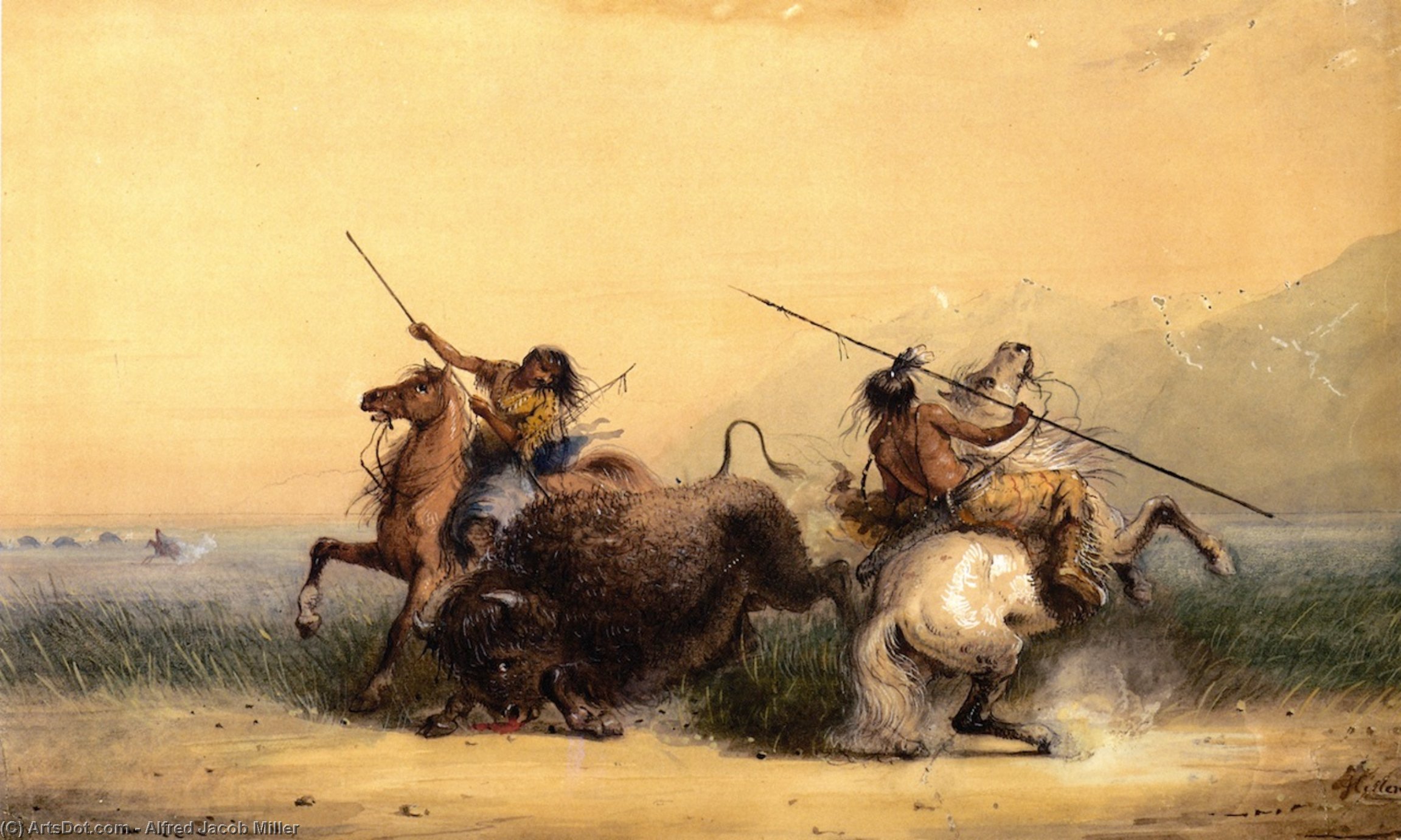 Индейцы охотились на бизонов. Охота на бизона индейцев. Охота индейцев на бизонов. Alfred Jacob Miller (1810-1874)..