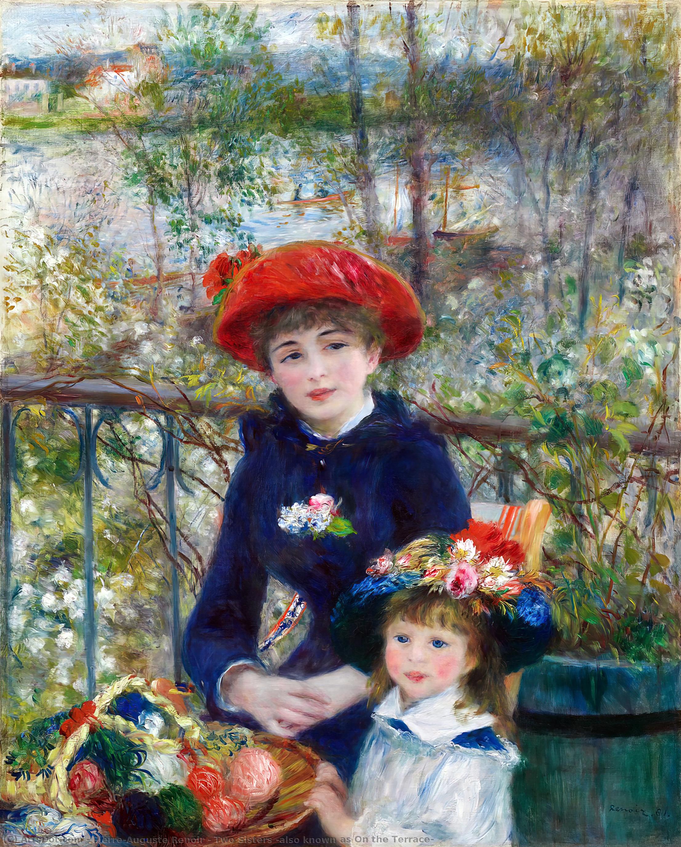 Wikioo.org – La Enciclopedia de las Bellas Artes - Pintura, Obras de arte de Pierre-Auguste Renoir - Dos hermanas también  conocido  como  en  el  Terraza