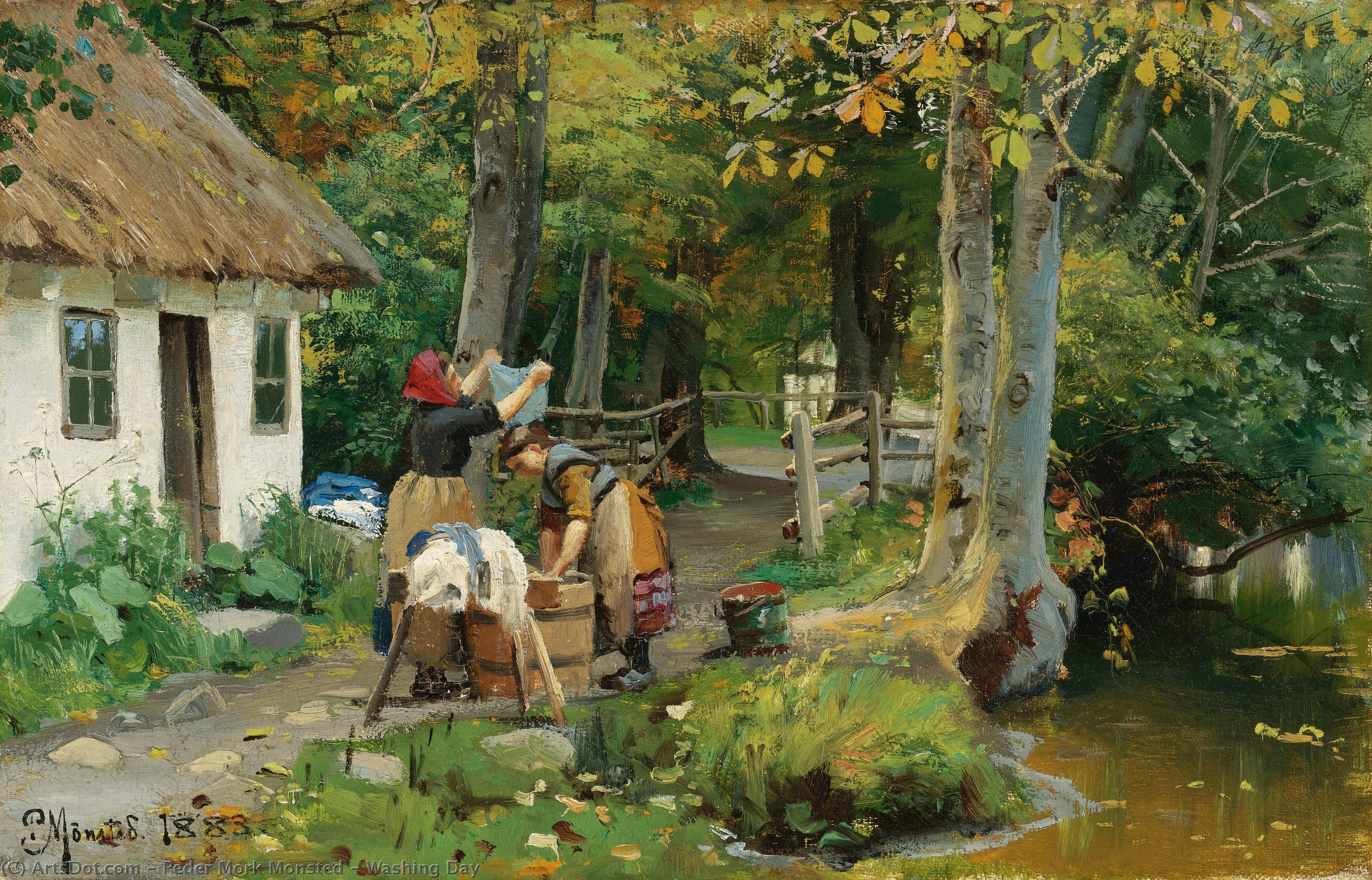 Wikioo.org - The Encyclopedia of Fine Arts - Painting, Artwork by Peder Mork Monsted - Washing Day