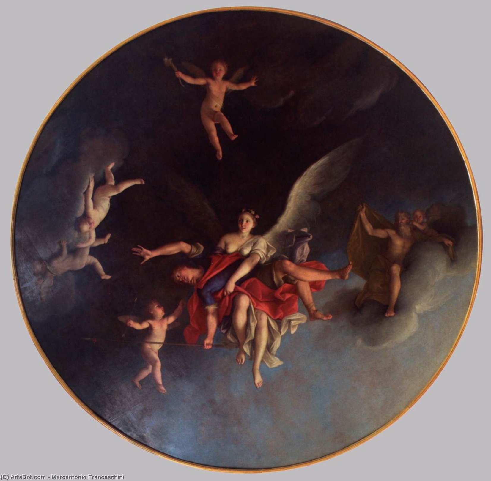 Wikioo.org - The Encyclopedia of Fine Arts - Painting, Artwork by Marcantonio Franceschini - Aurora Abducting Cephalus