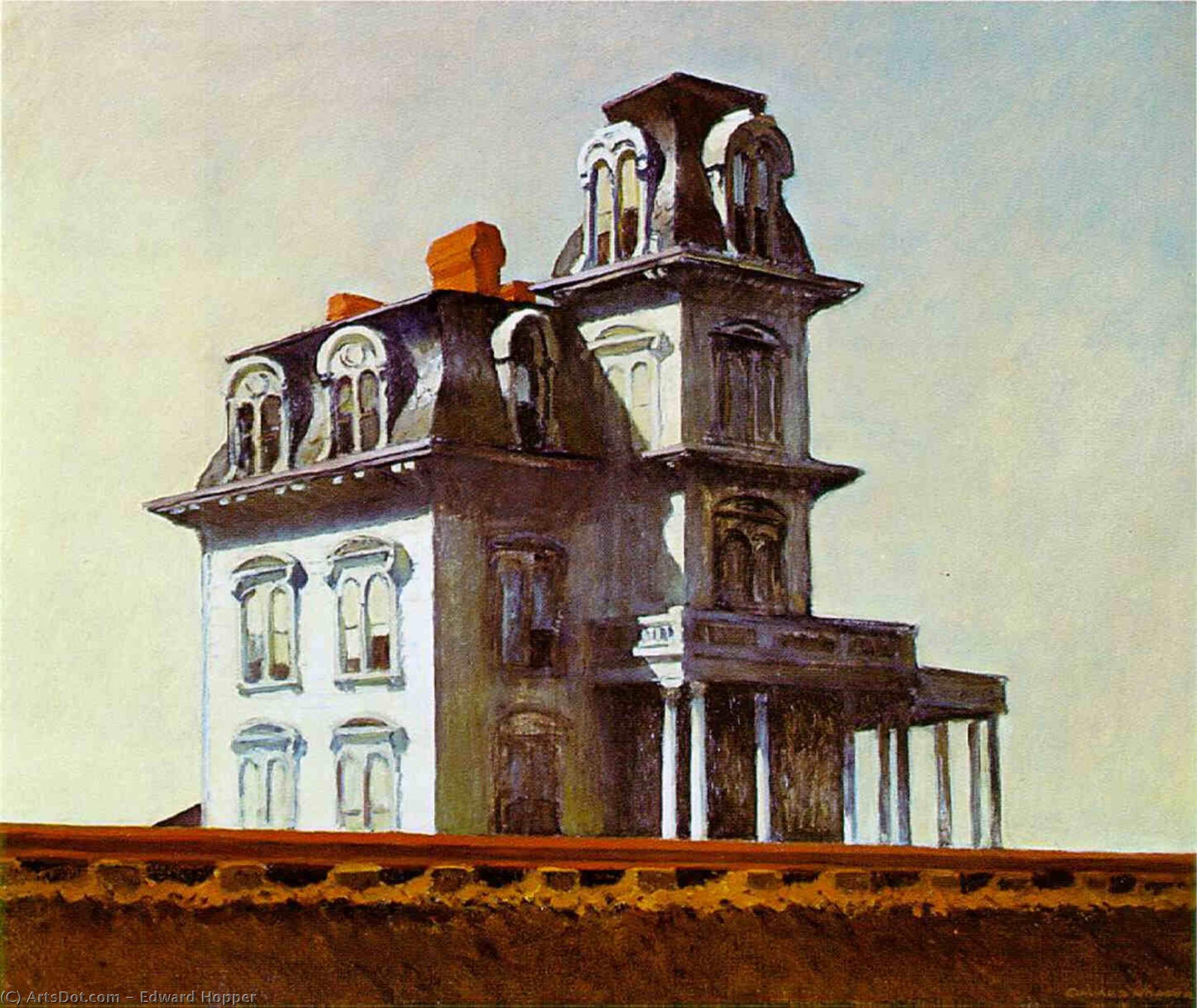 Wikoo.org - موسوعة الفنون الجميلة - اللوحة، العمل الفني Edward Hopper - House by the Railroad