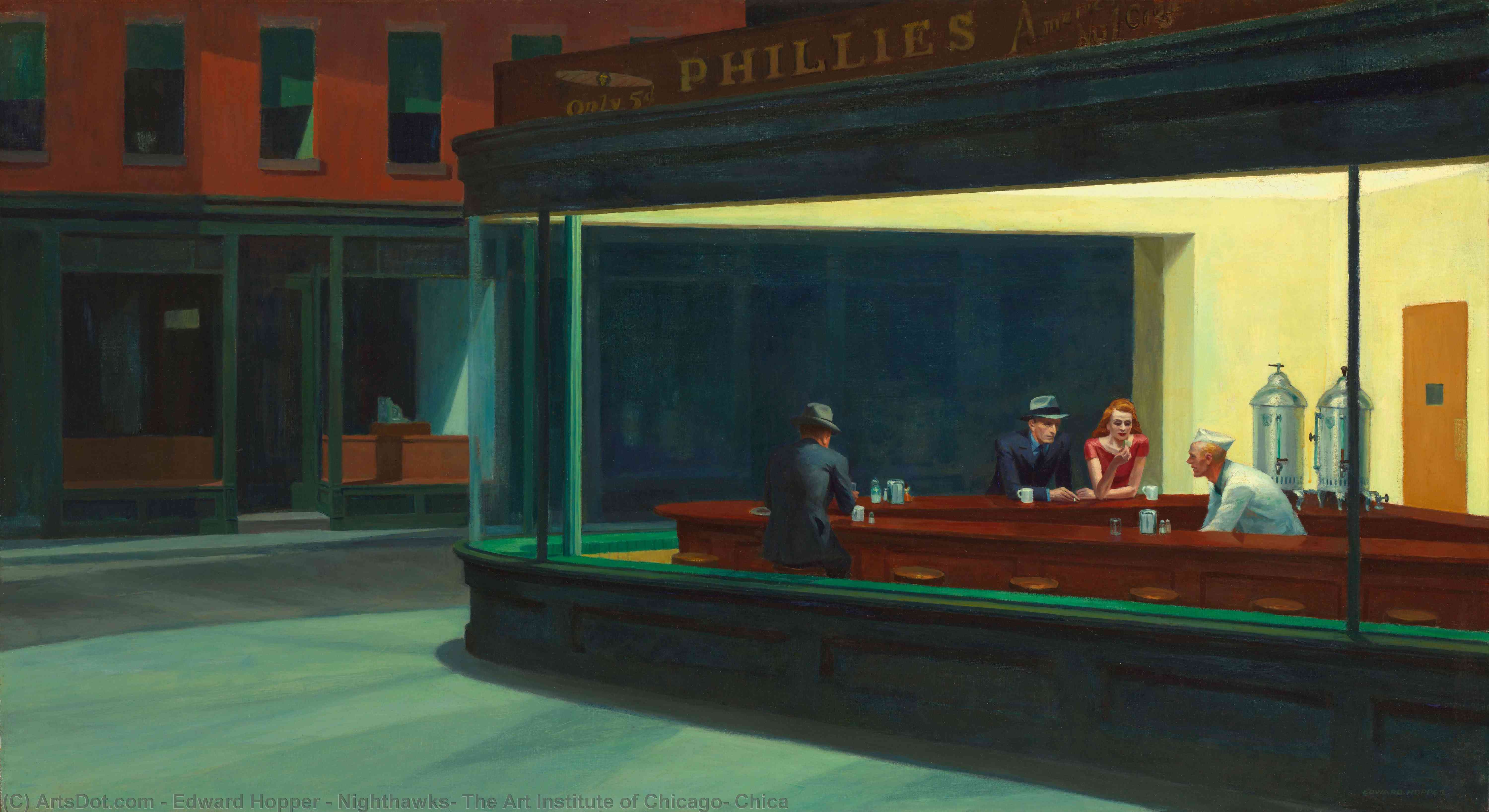 Wikioo.org - The Encyclopedia of Fine Arts - Painting, Artwork by Edward Hopper - Nighthawks, The Art Institute of Chicago, Chica
