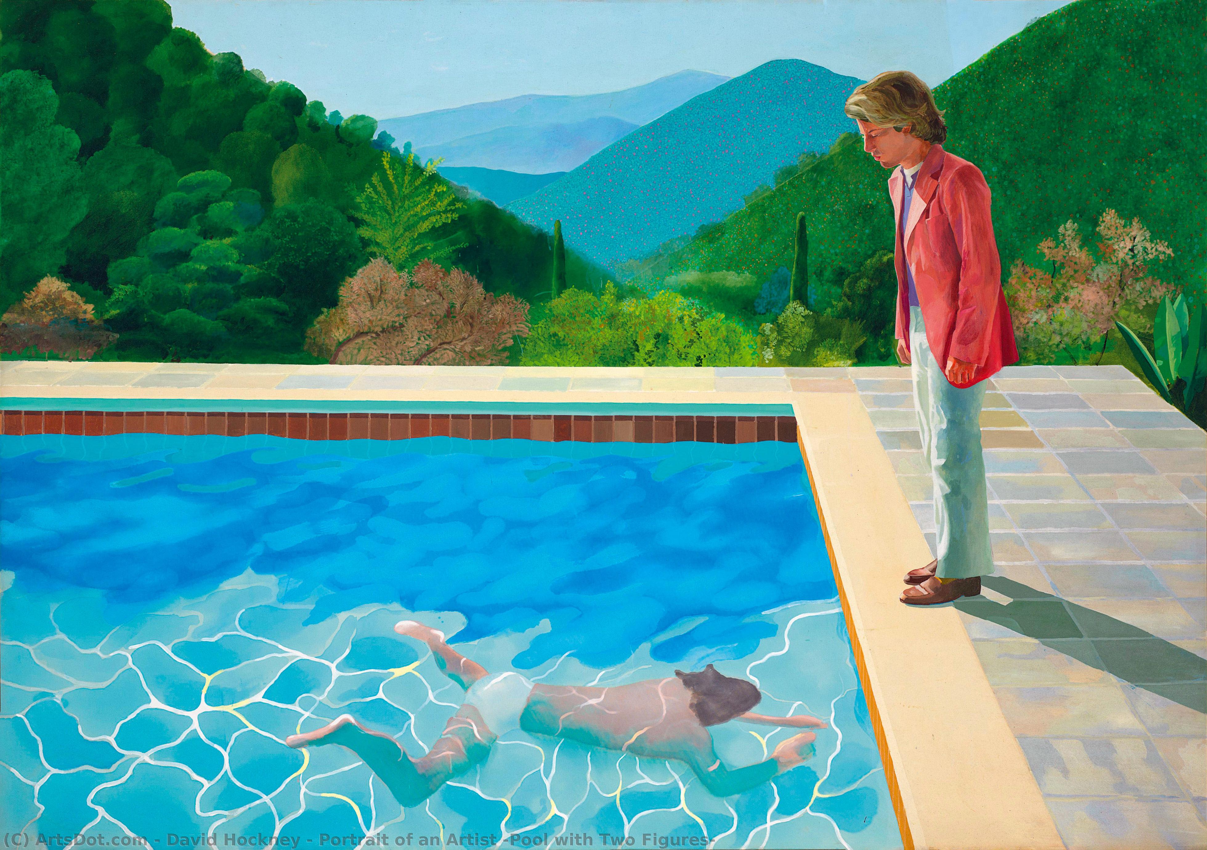 Wikoo.org - موسوعة الفنون الجميلة - اللوحة، العمل الفني David Hockney - Portrait of an Artist (Pool with Two Figures)