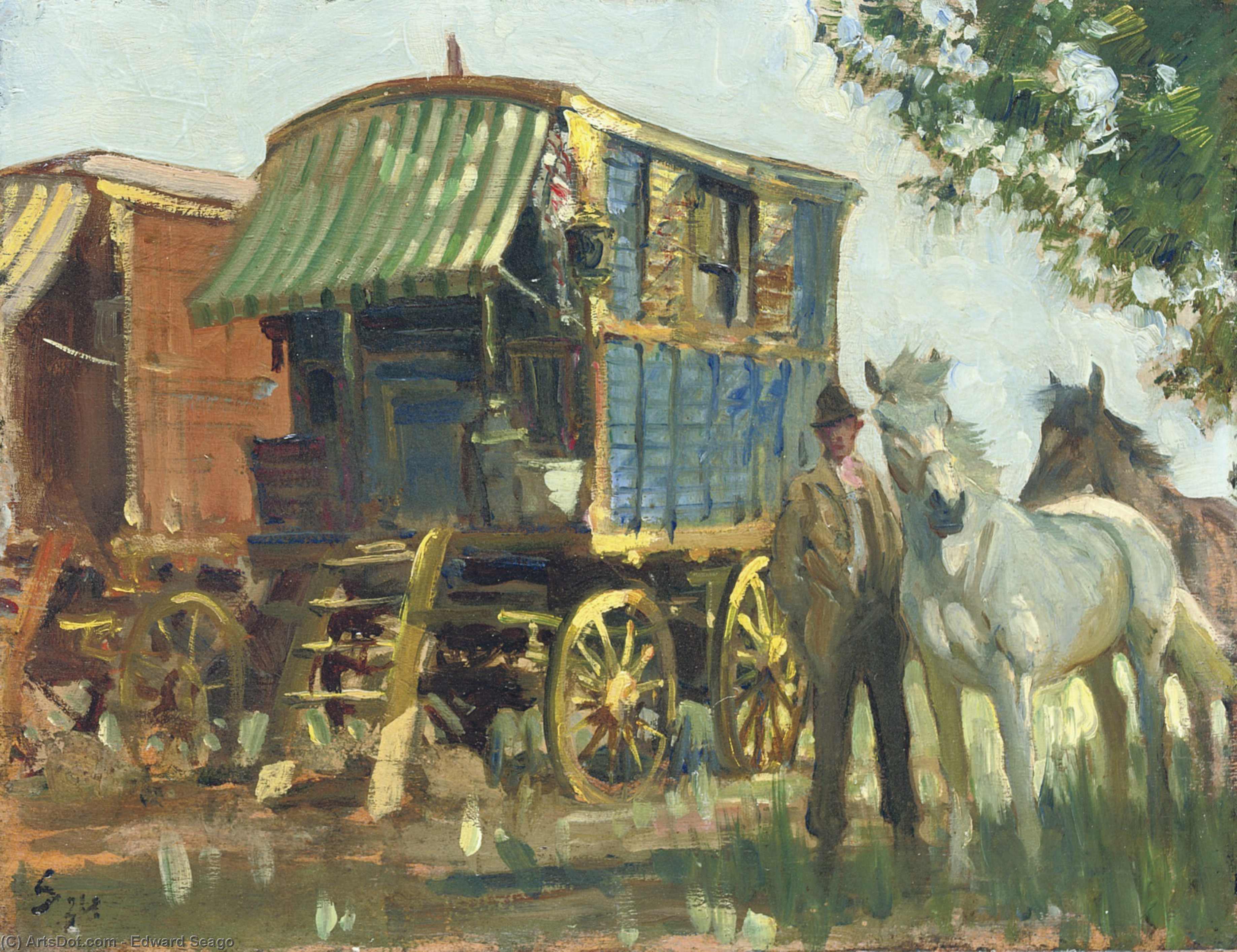 Wikioo.org - The Encyclopedia of Fine Arts - Painting, Artwork by Edward Seago - The blue caravan