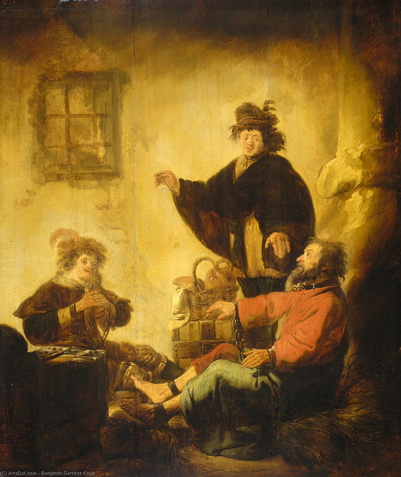 Wikioo.org - The Encyclopedia of Fine Arts - Painting, Artwork by Benjamin Gerritsz Cuyp - Joseph interpreting the dreams of the baker and the butler