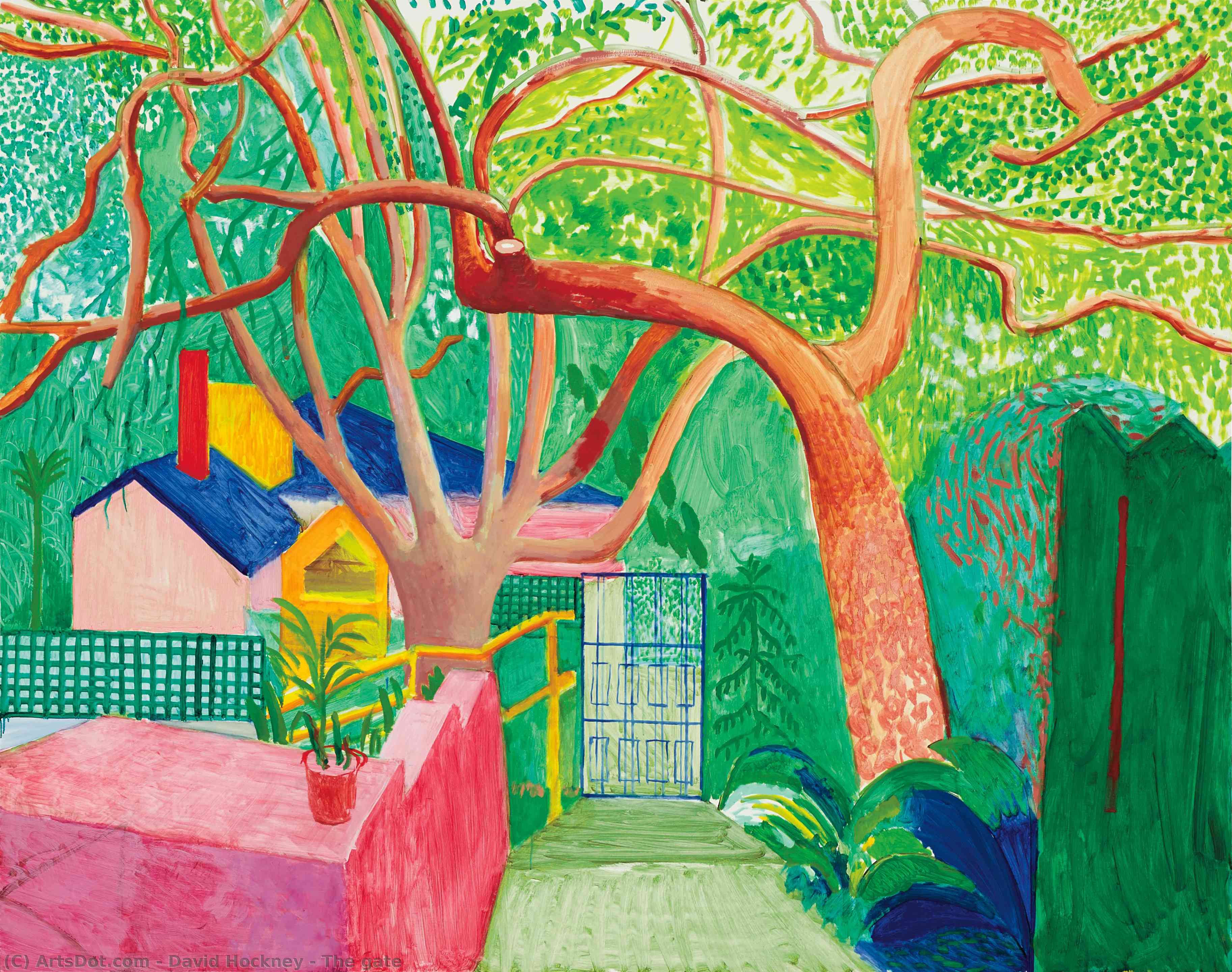 Wikioo.org - The Encyclopedia of Fine Arts - Painting, Artwork by David Hockney - The gate