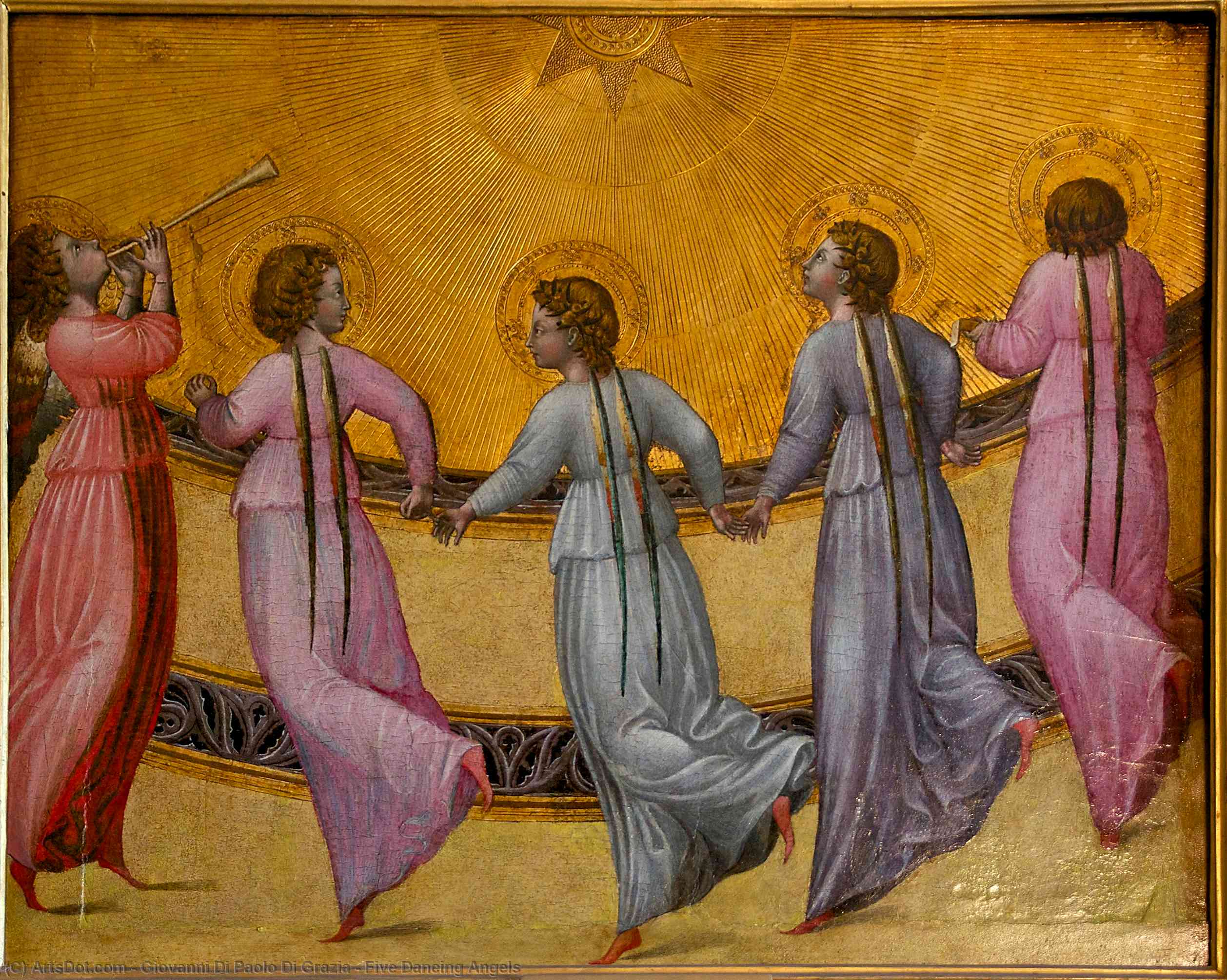 Wikioo.org - The Encyclopedia of Fine Arts - Painting, Artwork by Giovanni Di Paolo Di Grazia - Five Dancing Angels