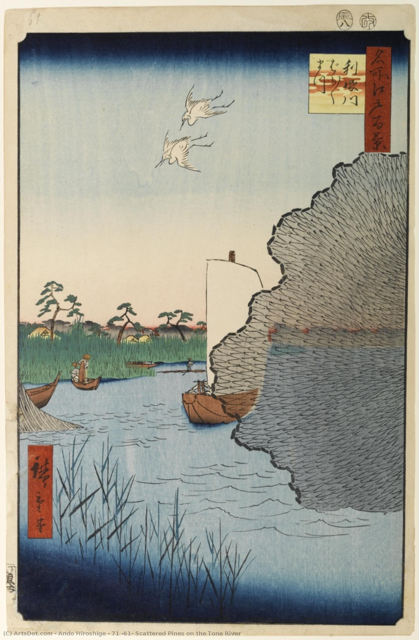  Oil Painting Replica 71 (61) Scattered Pines on the Tone River by Ando Hiroshige (1797-1858, Japan) | ArtsDot.com