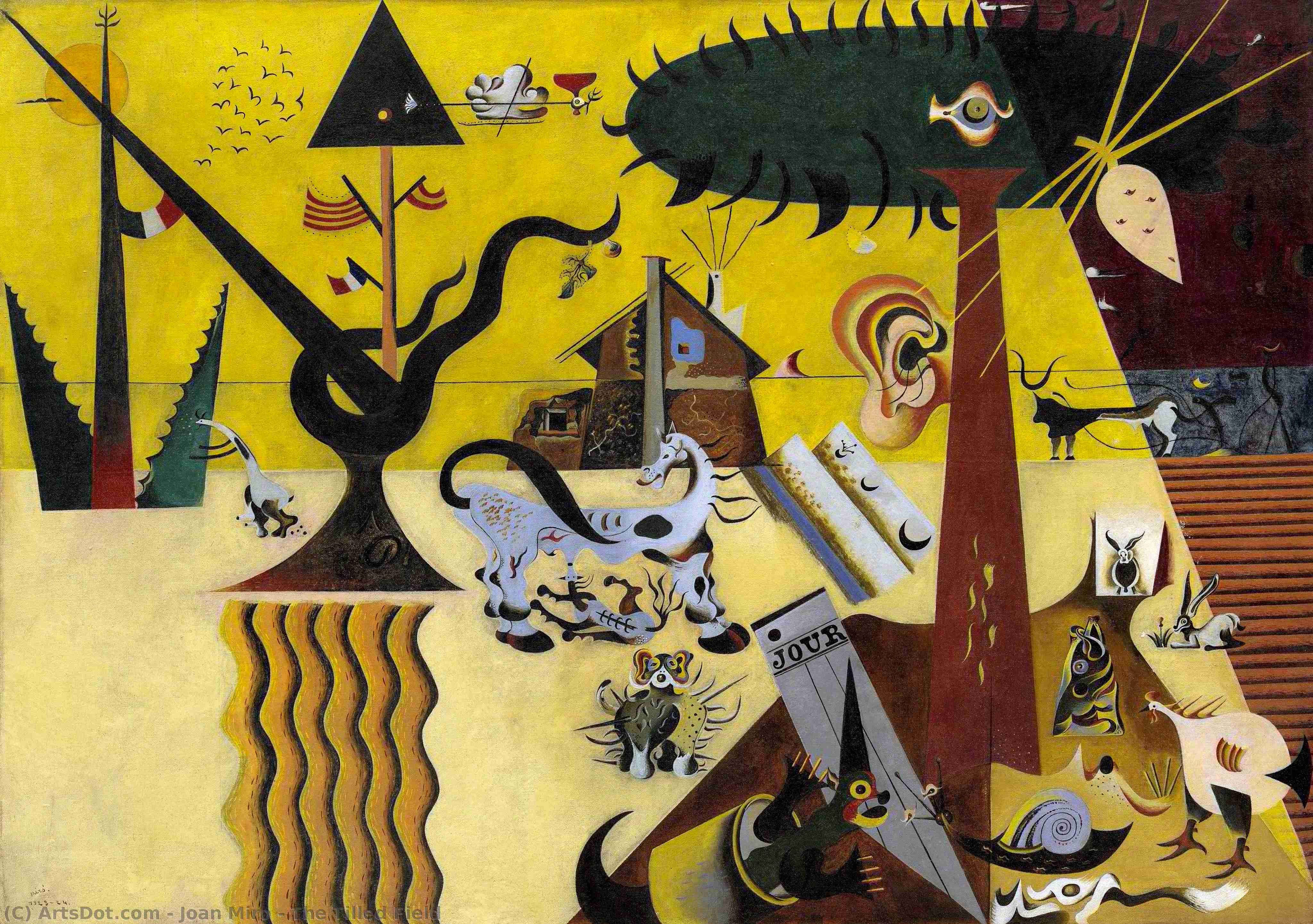 Wikoo.org - موسوعة الفنون الجميلة - اللوحة، العمل الفني Joan Miro - The Tilled Field