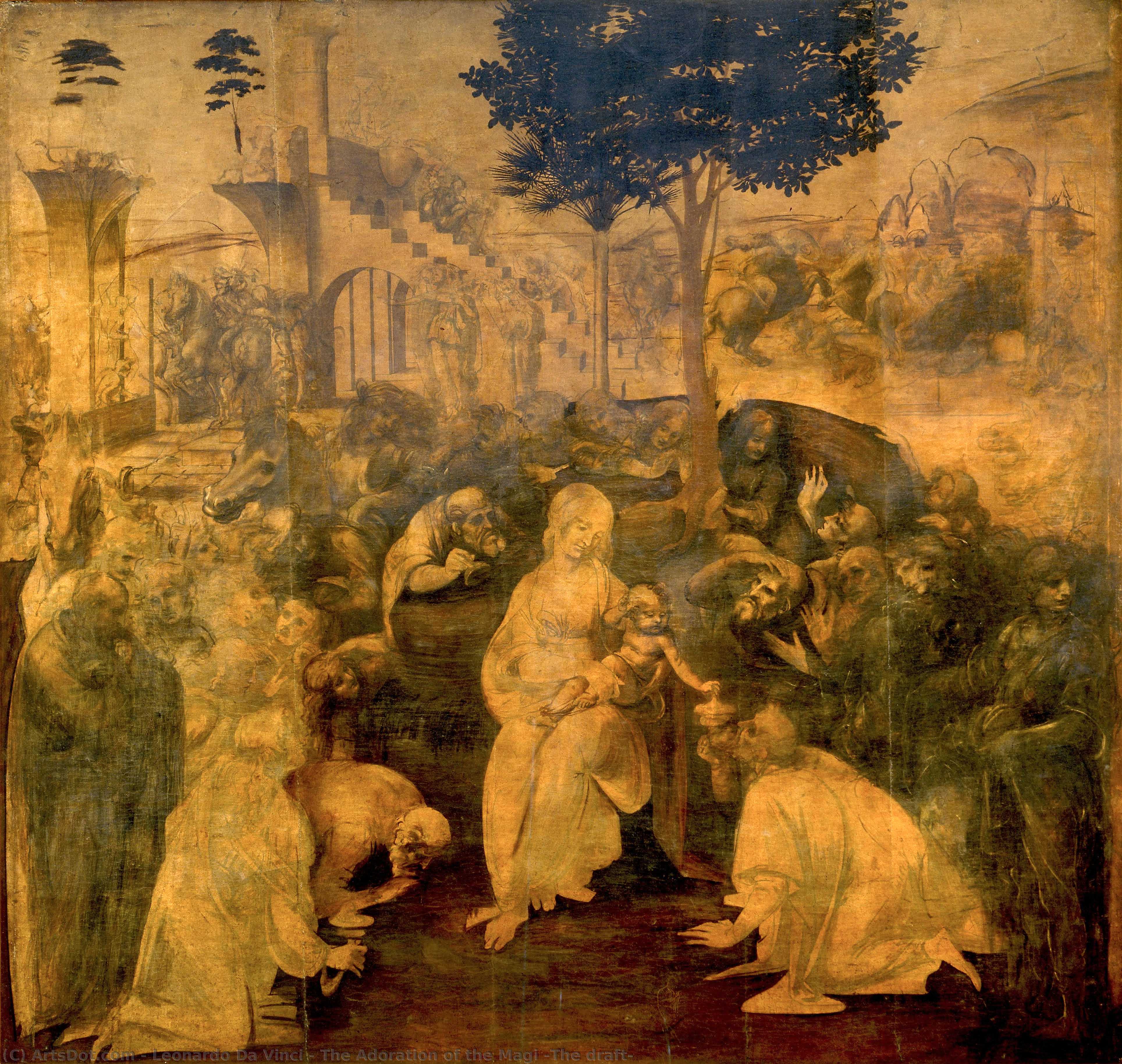 WikiOO.org – 美術百科全書 - 繪畫，作品 Leonardo Da Vinci - 贤士的崇拜 ( 草稿 )