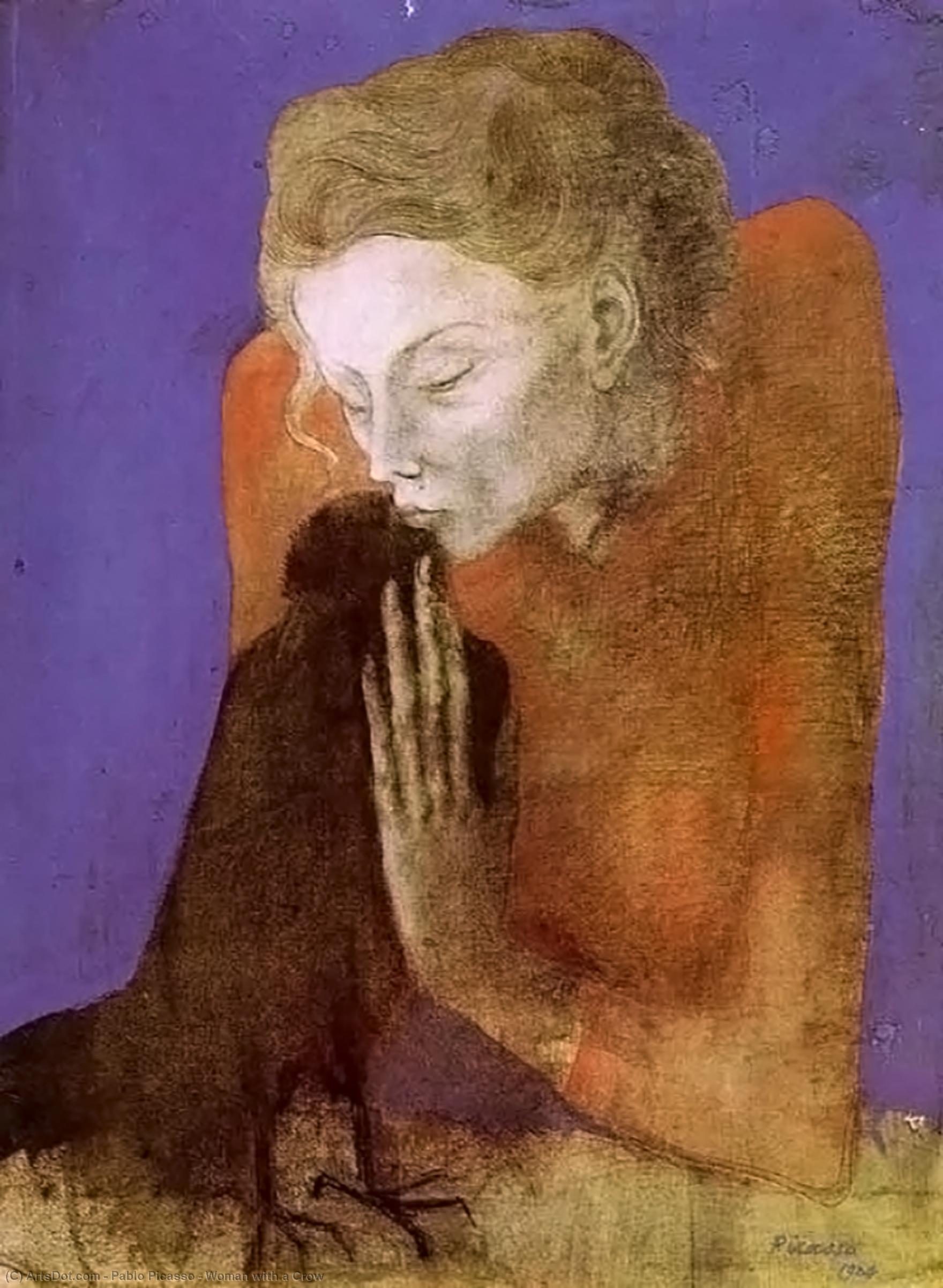 Характерная картина. Пабло Пикассо женщина с вороном. Пабло Пикассо женщина с вороной 1904. Пикассо голубой период женщина с вороном. Картина Пикассо 1904.
