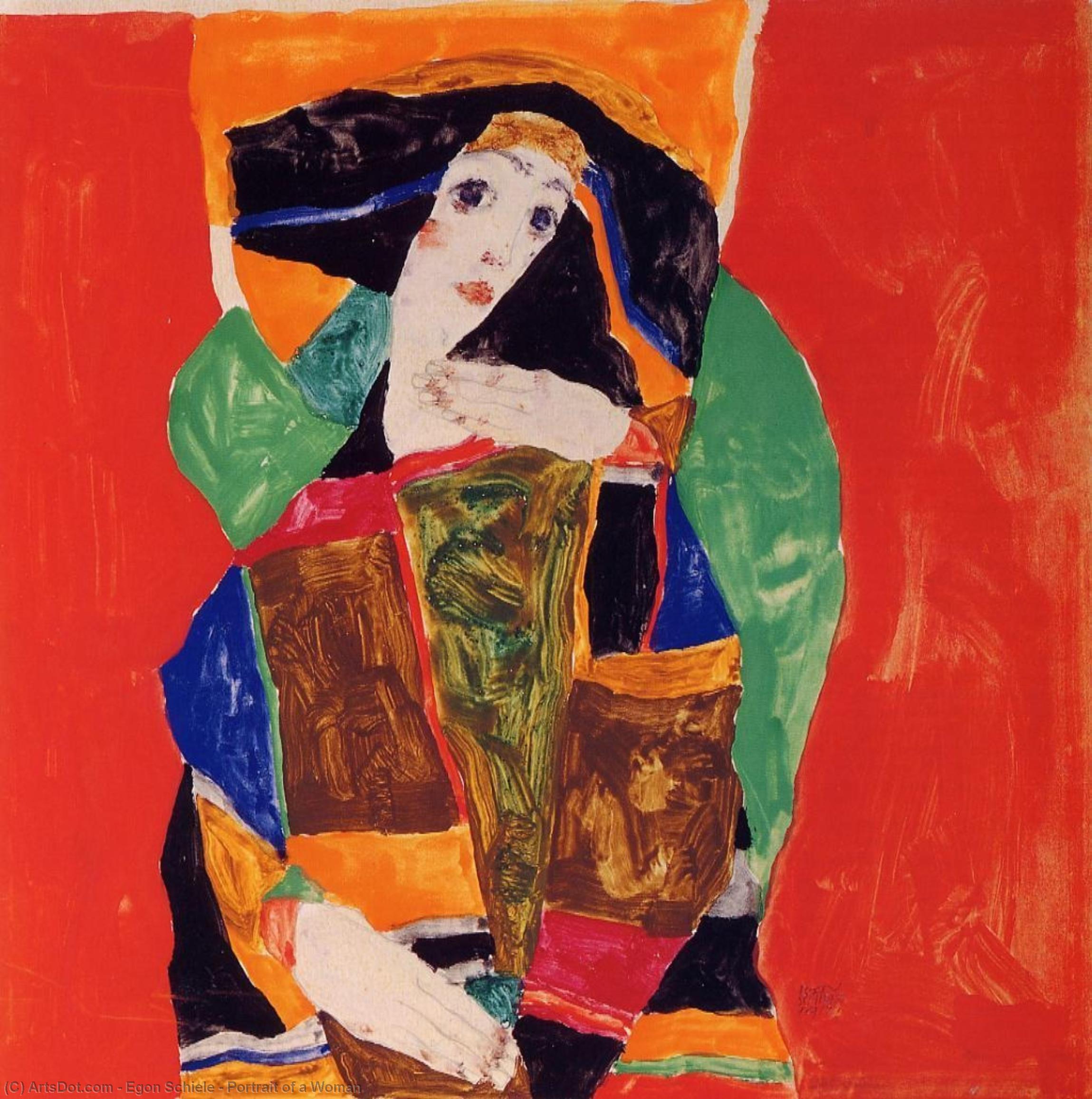 WikiOO.org - Εγκυκλοπαίδεια Καλών Τεχνών - Ζωγραφική, έργα τέχνης Egon Schiele - Portrait of a Woman