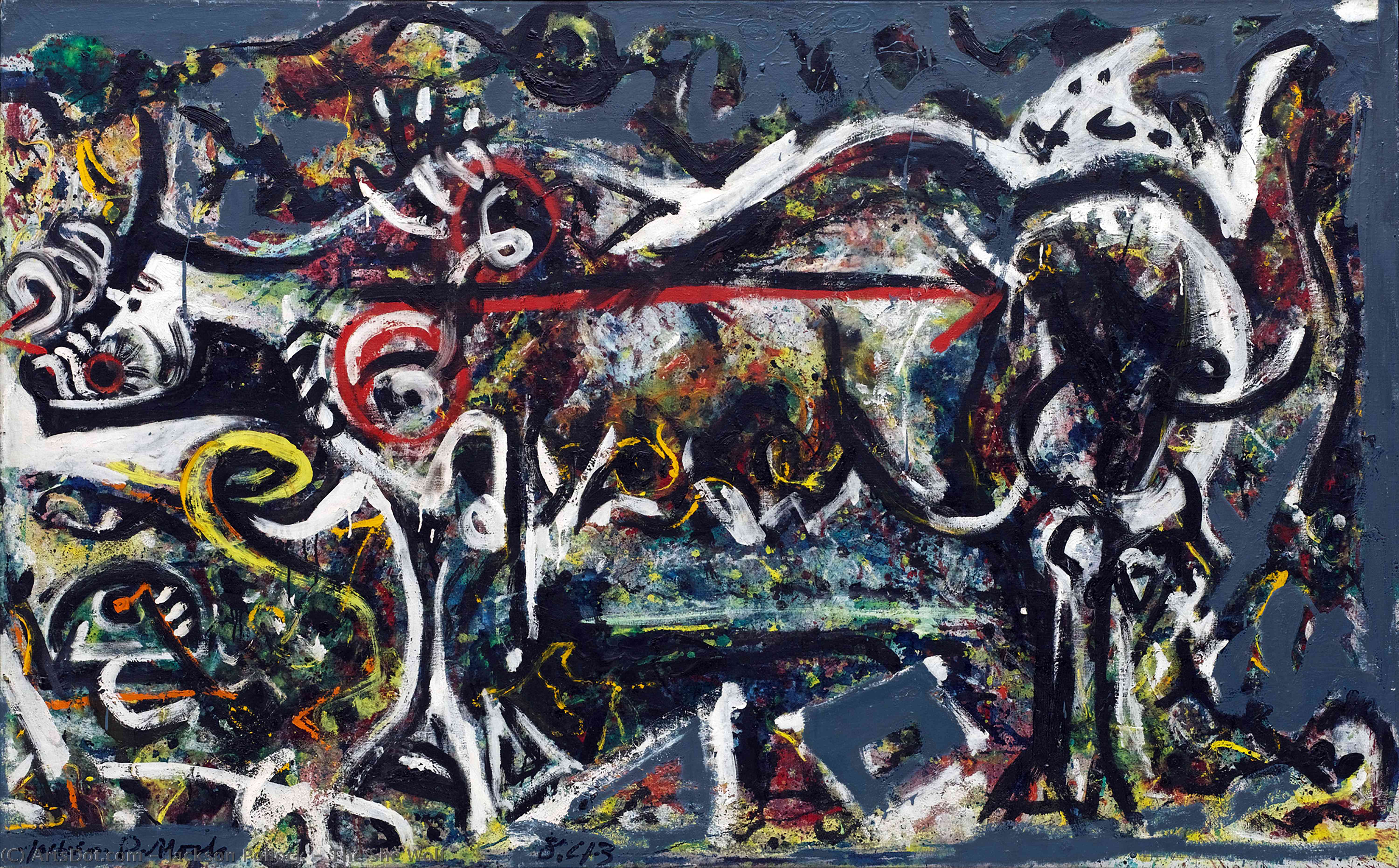 Wikioo.org - The Encyclopedia of Fine Arts - Painting, Artwork by Jackson Pollock - The She Wolf