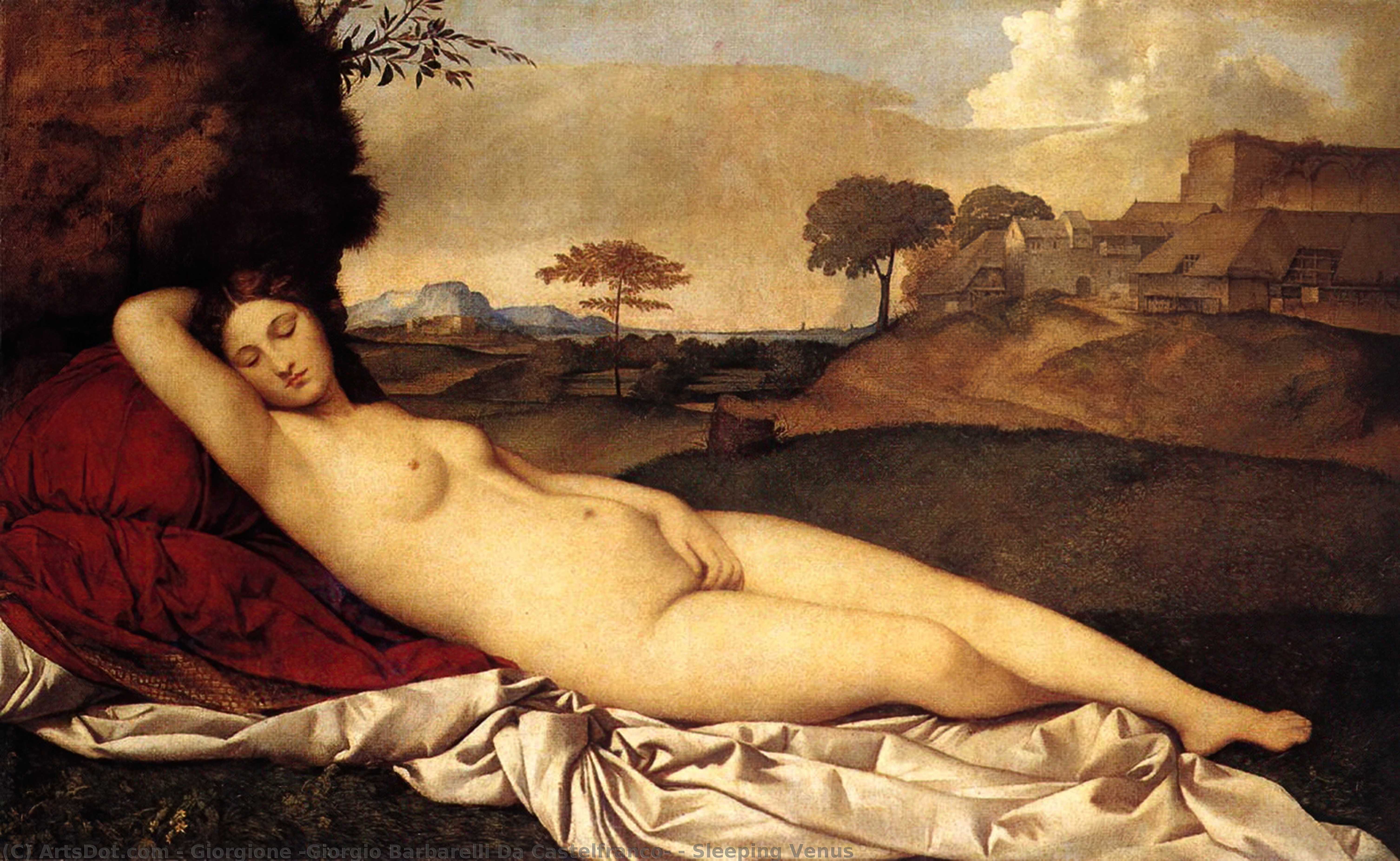 Wikoo.org - موسوعة الفنون الجميلة - اللوحة، العمل الفني Giorgione (Giorgio Barbarelli Da Castelfranco) - Sleeping Venus