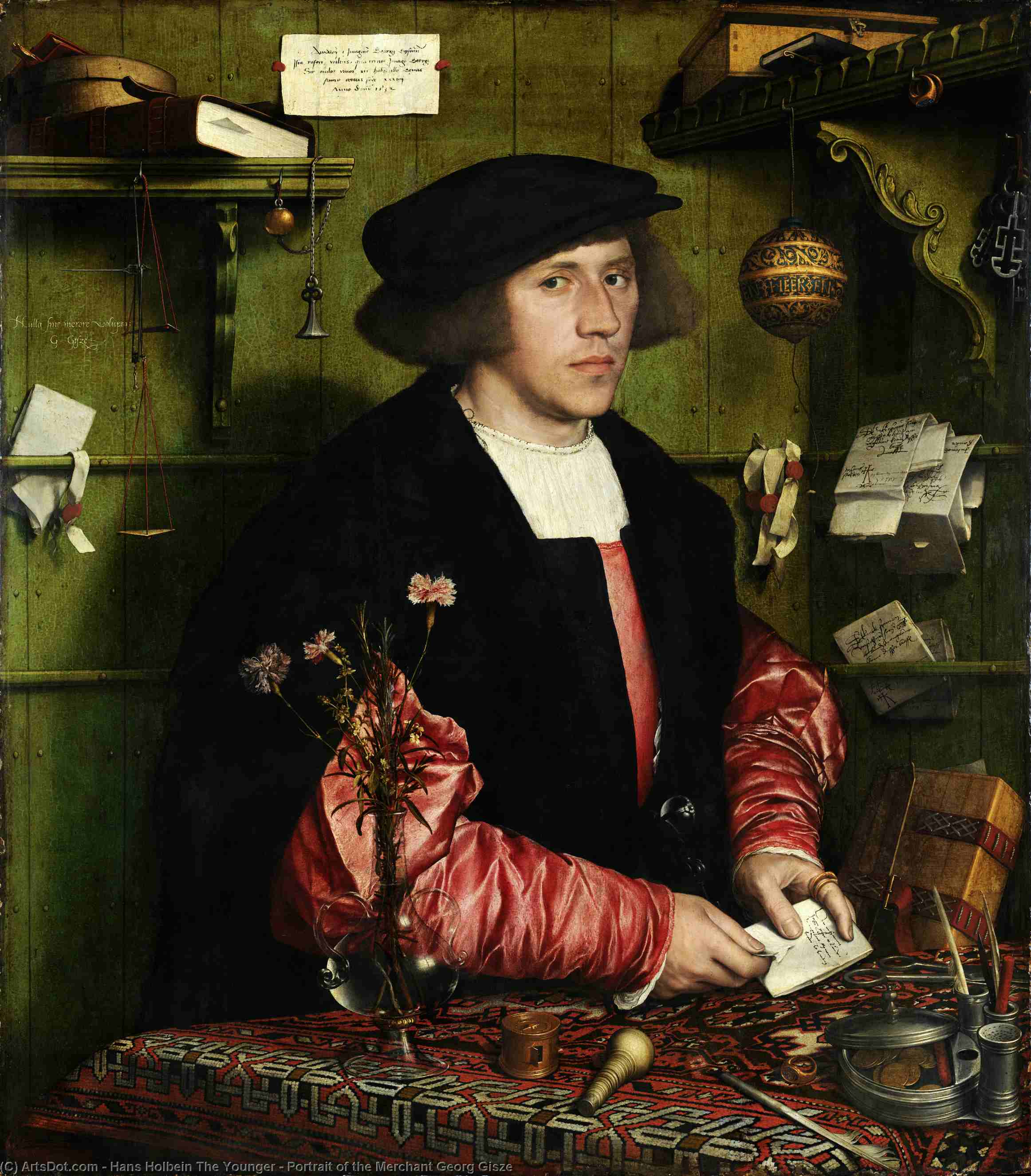 Wikoo.org - موسوعة الفنون الجميلة - اللوحة، العمل الفني Hans Holbein The Younger - Portrait of the Merchant Georg Gisze