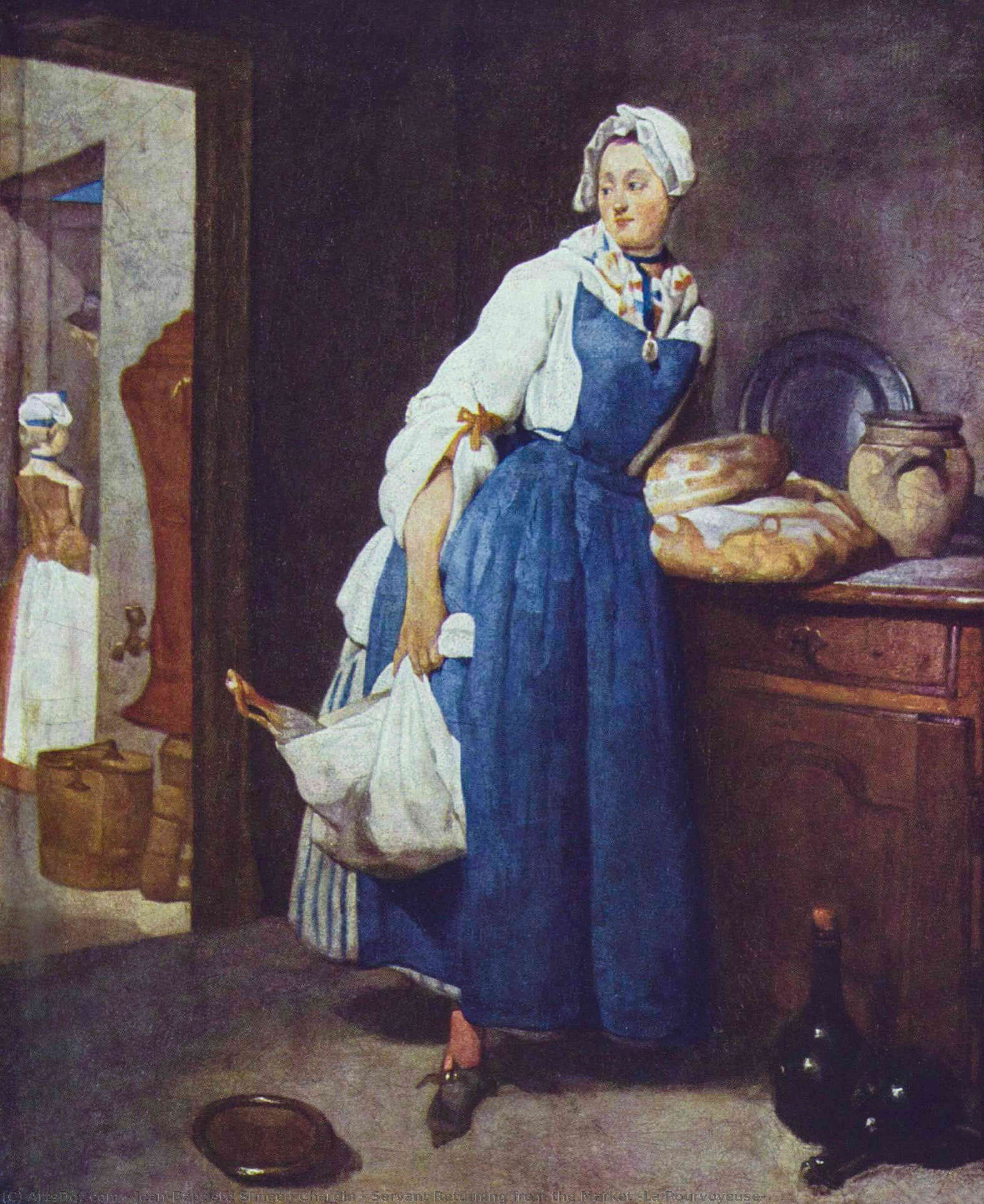 Wikioo.org - The Encyclopedia of Fine Arts - Painting, Artwork by Jean-Baptiste Simeon Chardin - Servant Returning from the Market (La Pourvoyeuse)