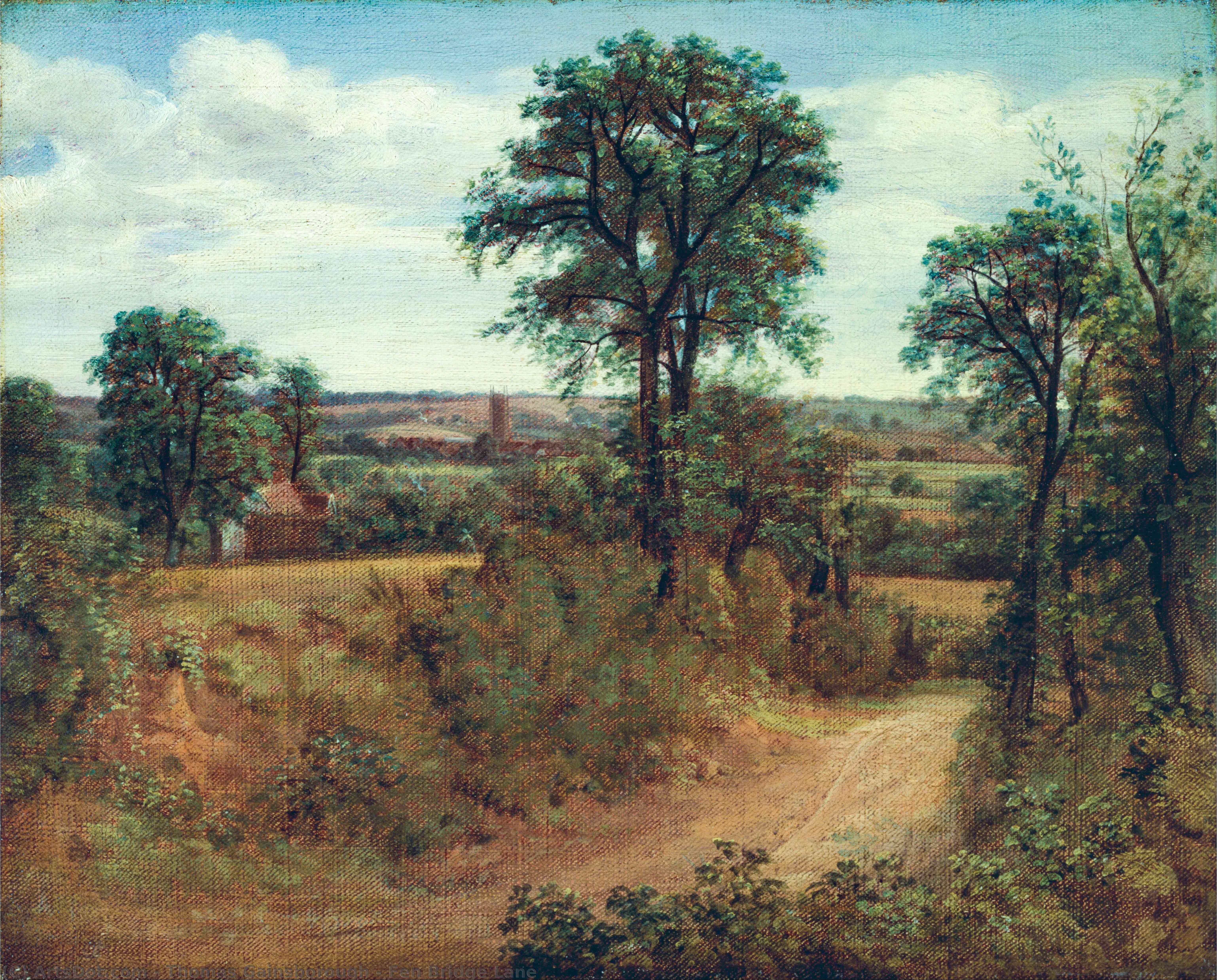 Wikioo.org - The Encyclopedia of Fine Arts - Painting, Artwork by Thomas Gainsborough - Fen Bridge Lane