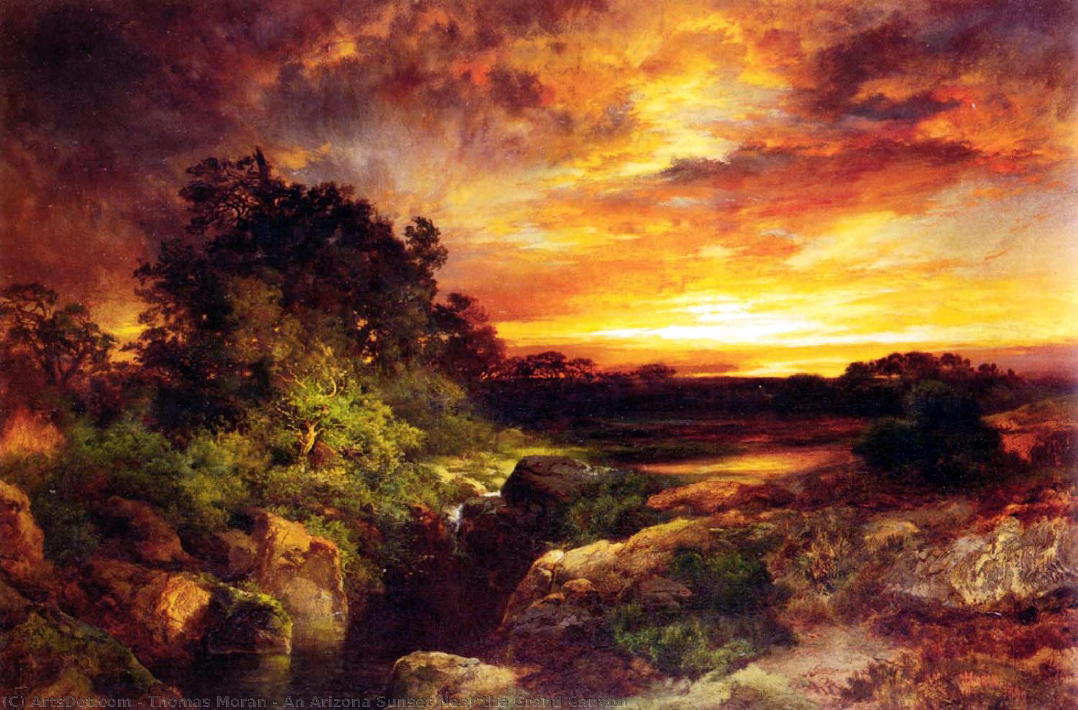 Wikioo.org - The Encyclopedia of Fine Arts - Painting, Artwork by Thomas Moran - An Arizona Sunset Near the Grand Canyon