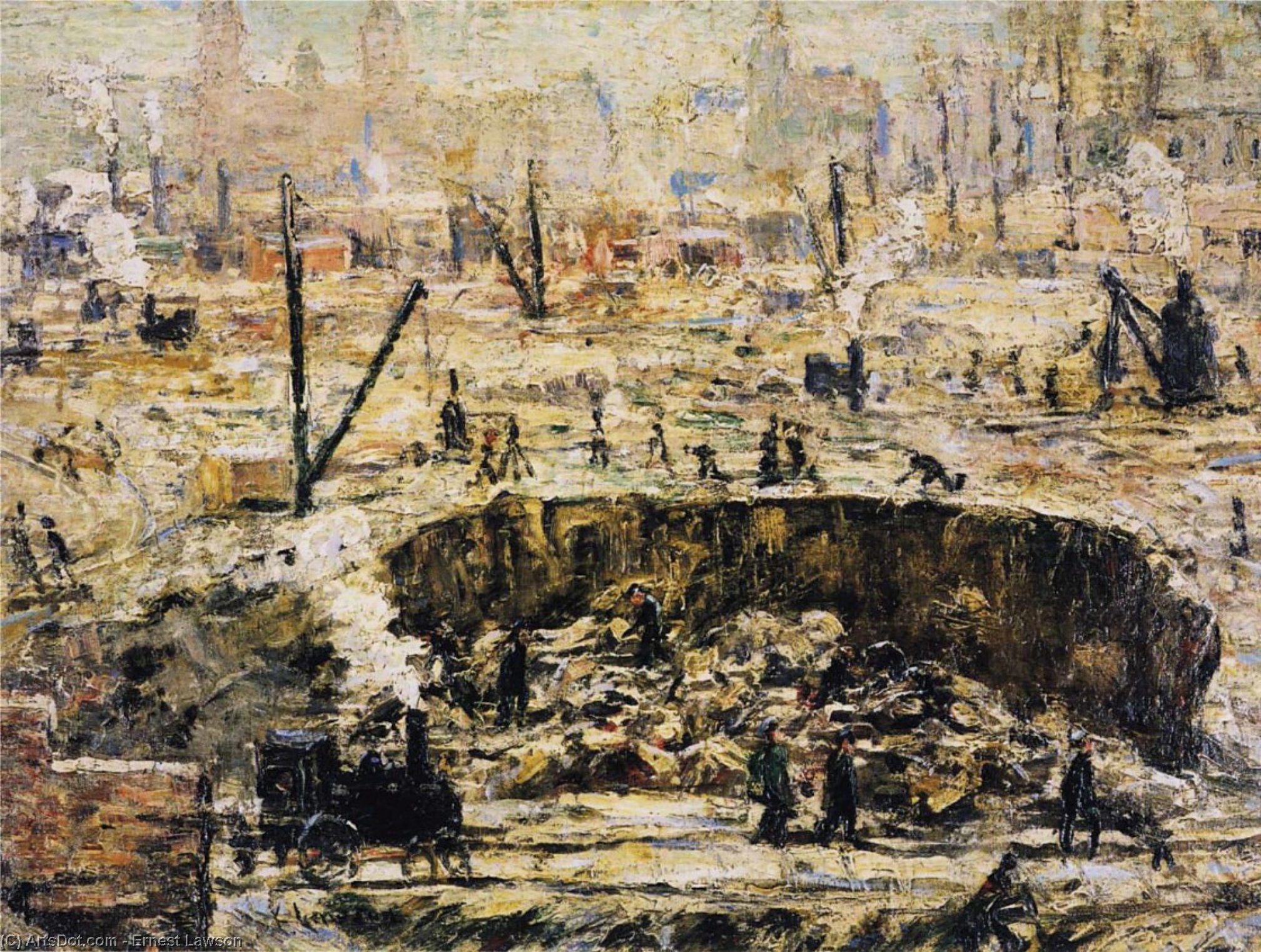 Wikioo.org - The Encyclopedia of Fine Arts - Painting, Artwork by Ernest Lawson - Excavation - Penn Station