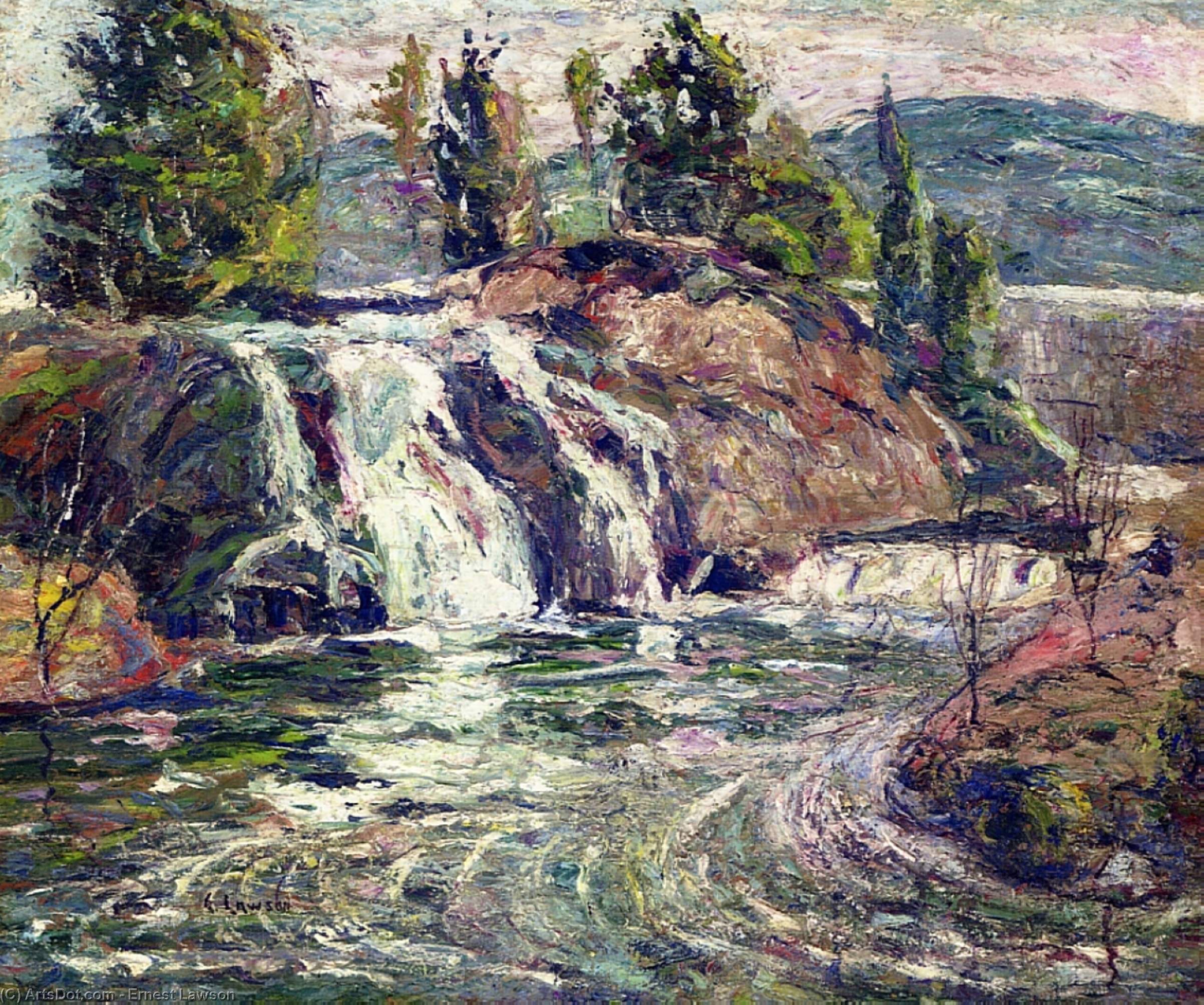 Wikioo.org - The Encyclopedia of Fine Arts - Painting, Artwork by Ernest Lawson - Waterfall