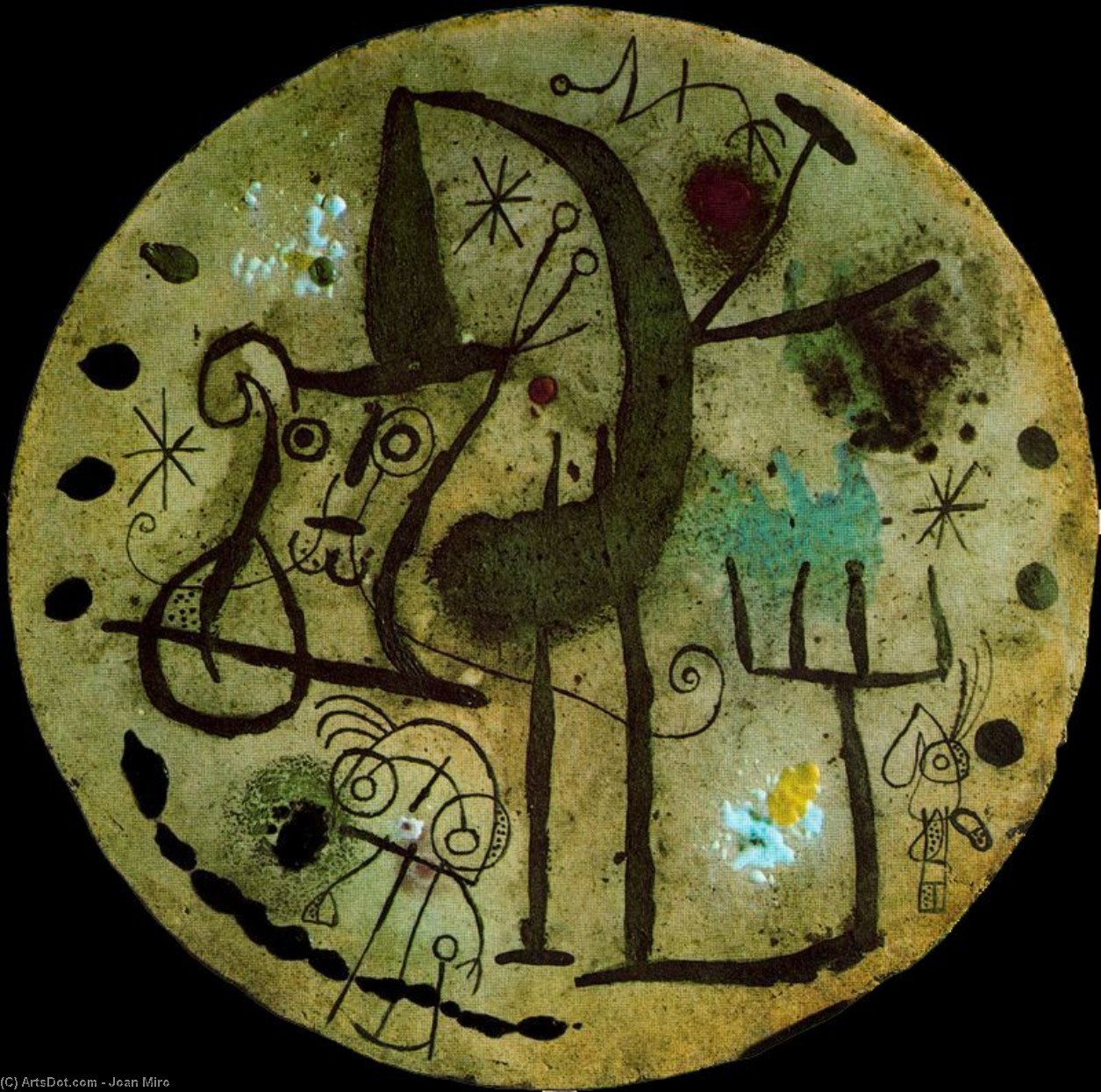Wikoo.org - موسوعة الفنون الجميلة - اللوحة، العمل الفني Joan Miro - Placa redonda