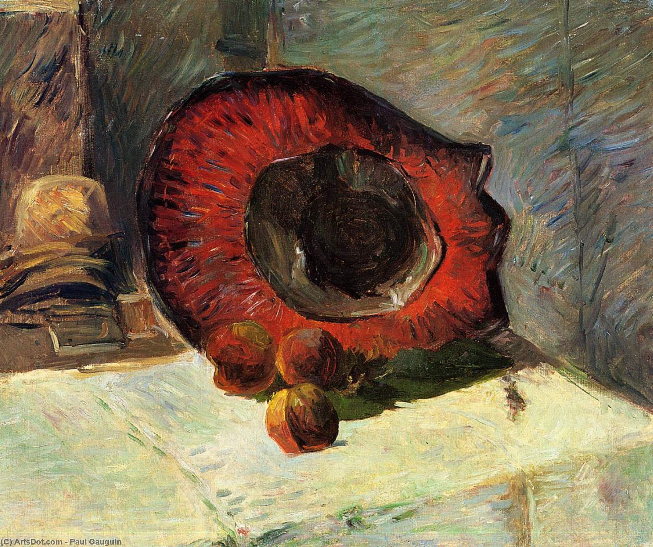 WikiOO.org - Encyclopedia of Fine Arts - Maalaus, taideteos Paul Gauguin - Red hat