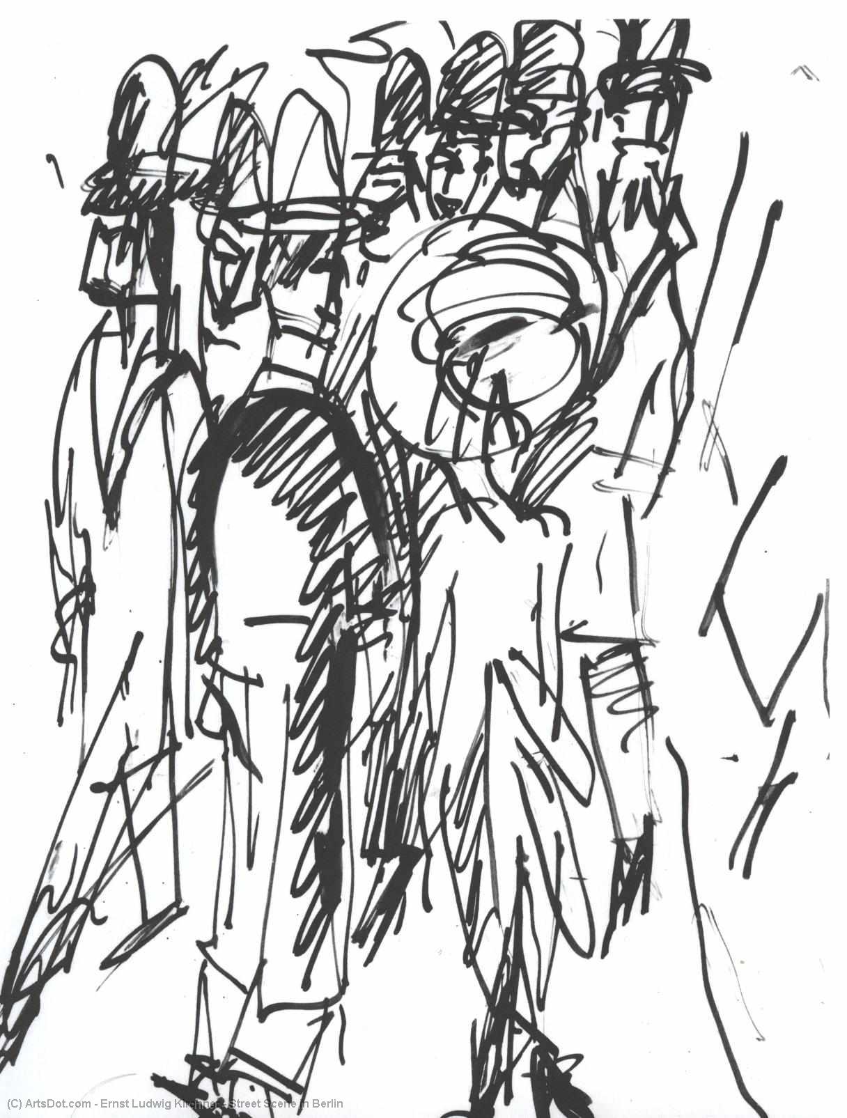 Wikoo.org - موسوعة الفنون الجميلة - اللوحة، العمل الفني Ernst Ludwig Kirchner - Street Scene in Berlin