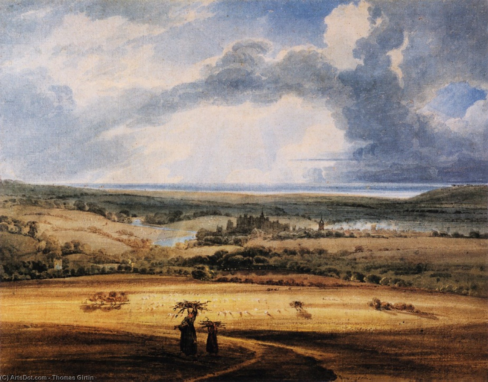 Wikioo.org - The Encyclopedia of Fine Arts - Painting, Artwork by Thomas Girtin - Alnwick Castle from Brizlee, Northumberland