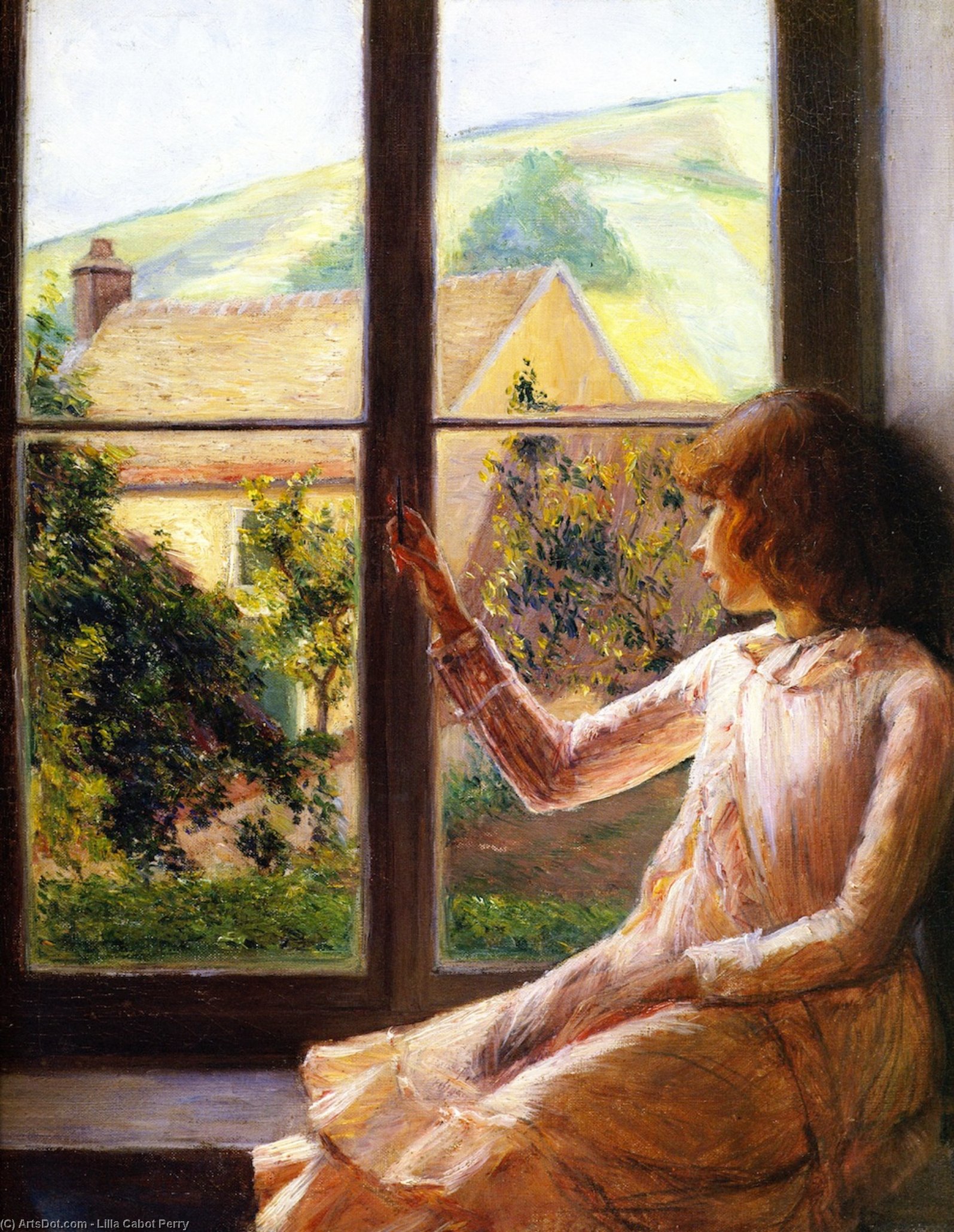 Сочинение девочка у окна. Lilla Cabot Perry (1848-1933). Лила Кэбот Перри. Lilla Cabot Perry художник.