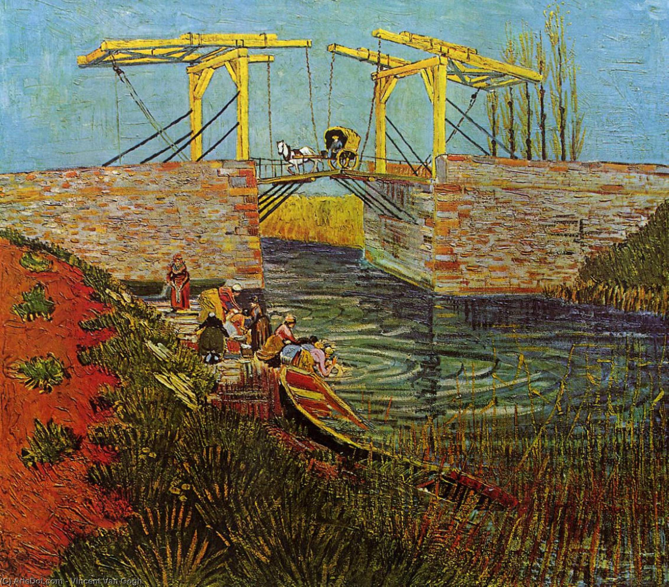 Wikioo.org - Bách khoa toàn thư về mỹ thuật - Vẽ tranh, Tác phẩm nghệ thuật Vincent Van Gogh - The Langlois Bridge at Arles