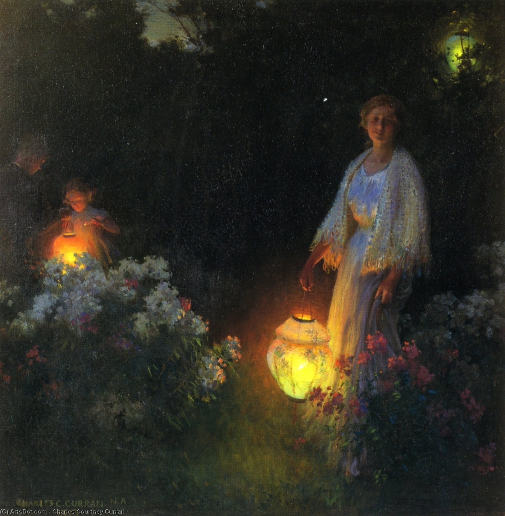 Wikioo.org - The Encyclopedia of Fine Arts - Painting, Artwork by Charles Courtney Curran - The Lanterns