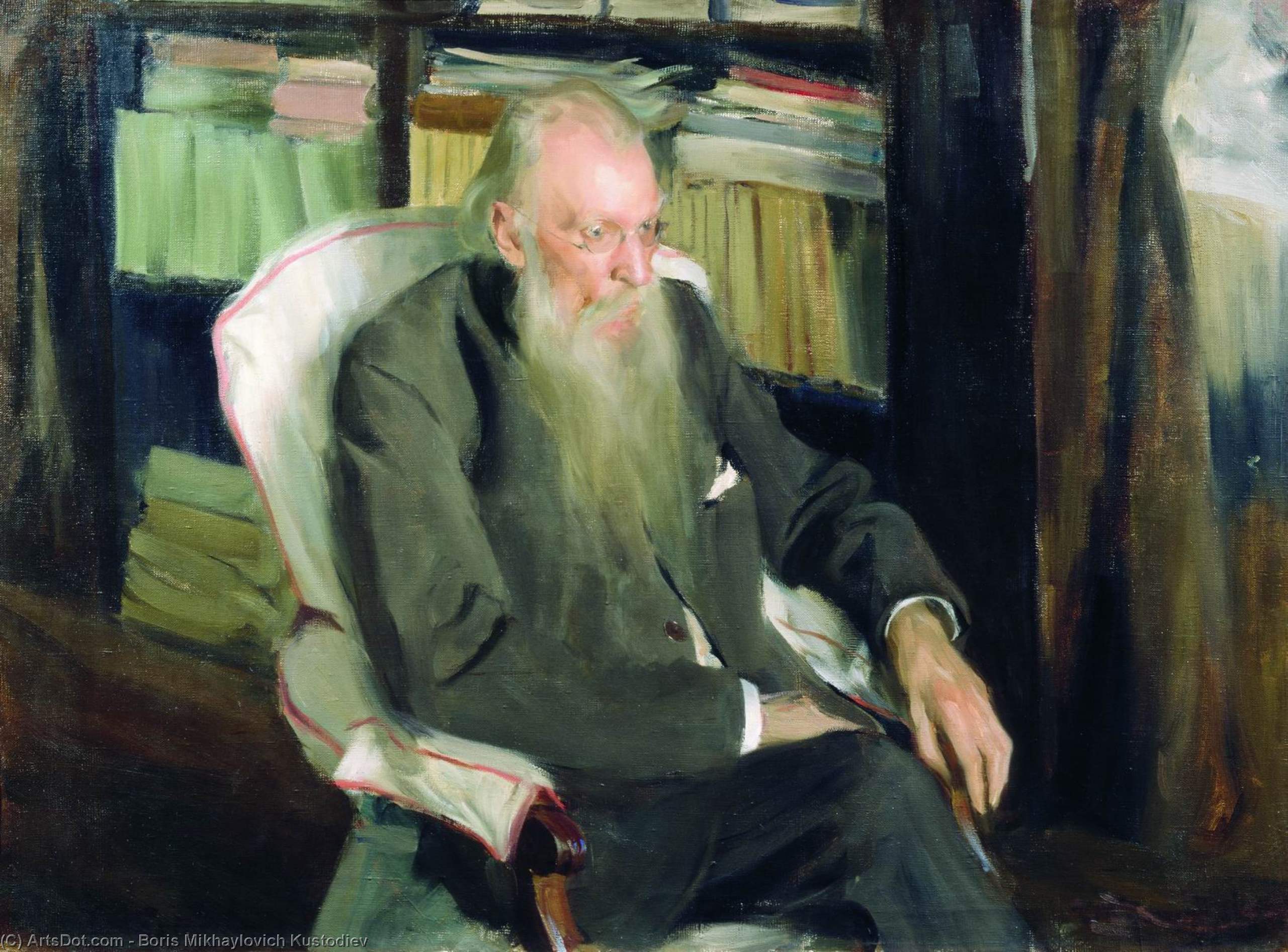 Писатели картин 19 века. Кустодиев портрет Мордовцева.
